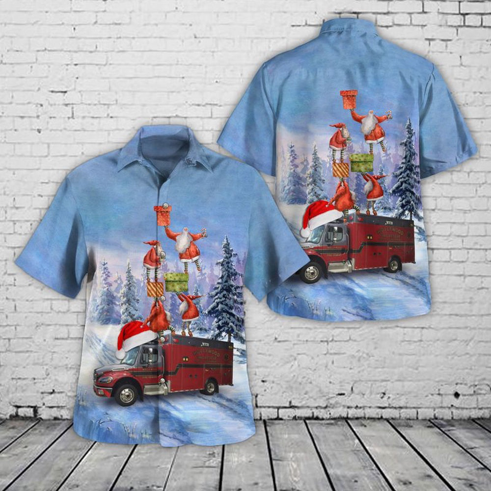 Hollywood Fire Department, Hollywood, FLorida Christmas Hawaiian Shirt, Xmas Hawaiian Shirts, Christmas Aloha Shirts