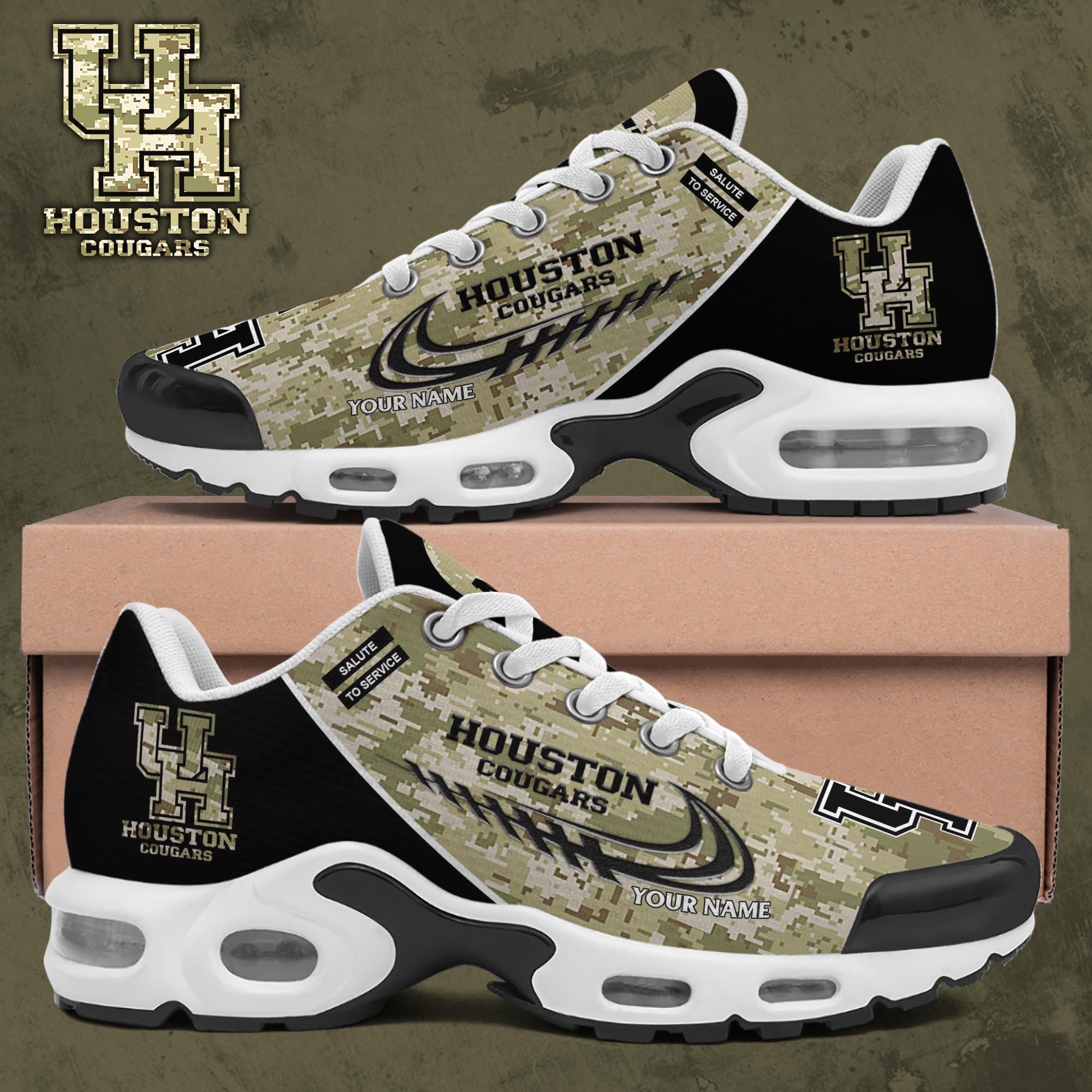 Houston Cougars TN Shoes 2025 Version Custom Name, Camouflage Shoes, Gifts For Football Lovers PH636