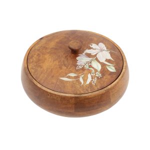 Handmade Mango Wood Floral Inlay Storage Box