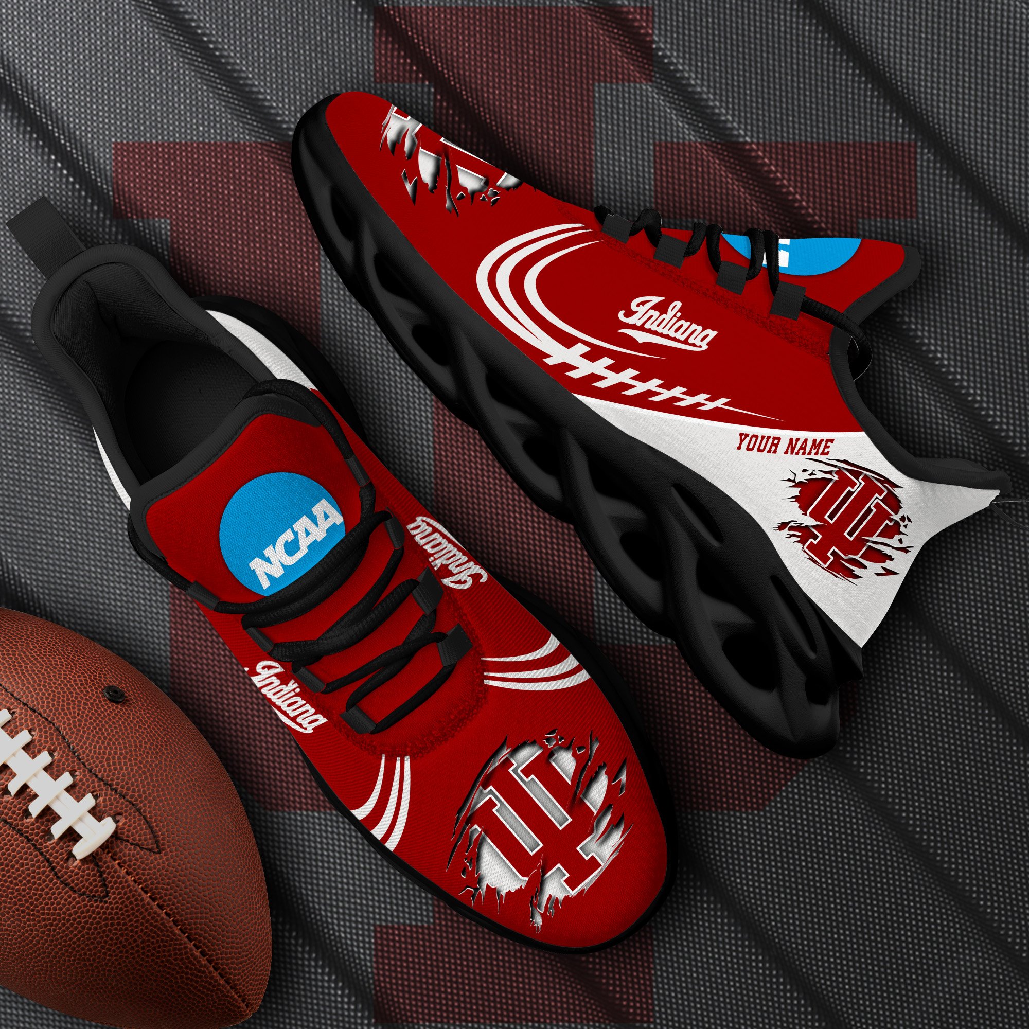 Indiana Hoosiers Black Max Soul Shoes 2025 Versions Custom Name 016