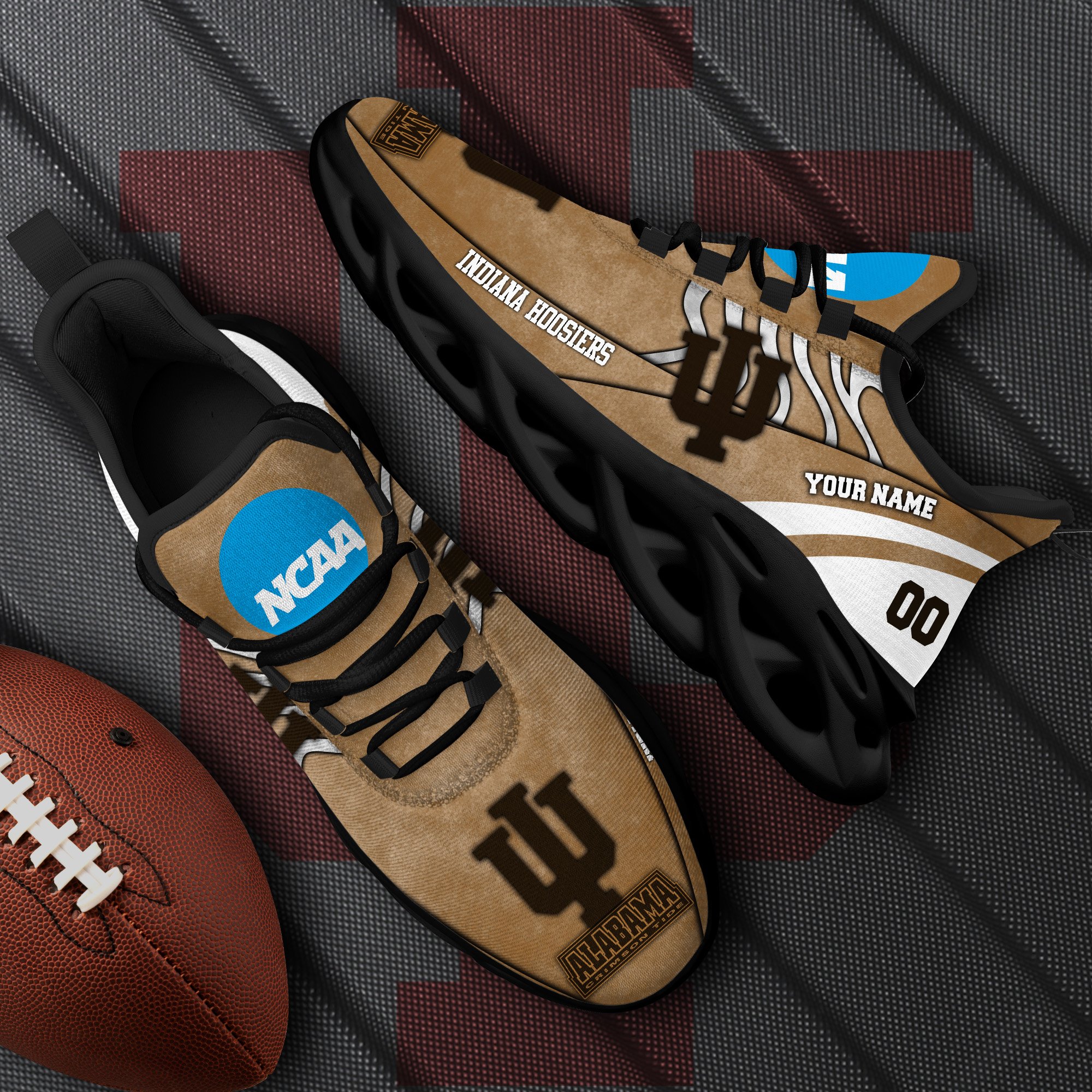 Indiana Hoosiers Black Max Soul Shoes 2025 Versions Custom Your Name And Number 312