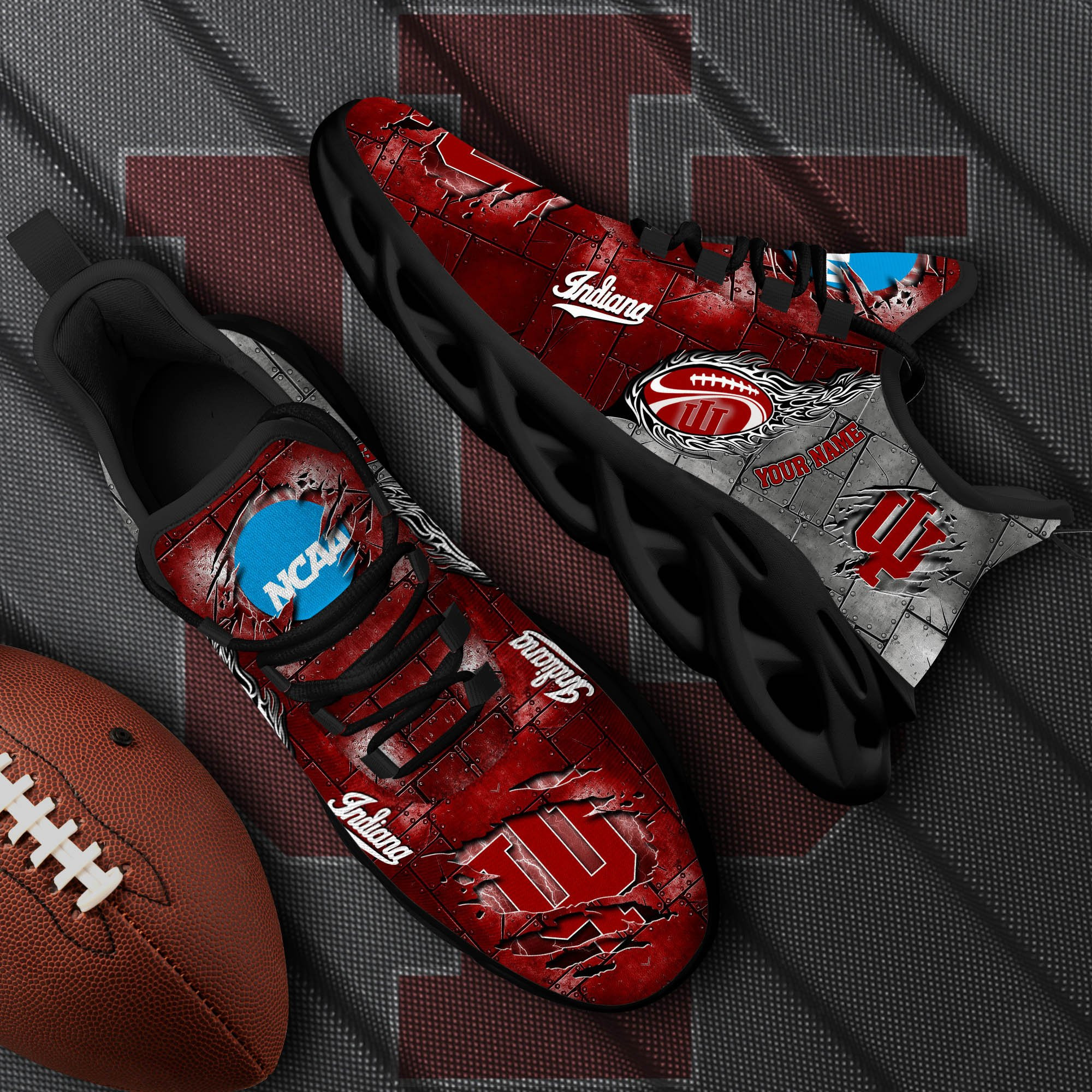 Indiana Hoosiers Black Max Soul Shoes 2025 Versions, White Max Soul Shoes Custom Your Name PH879