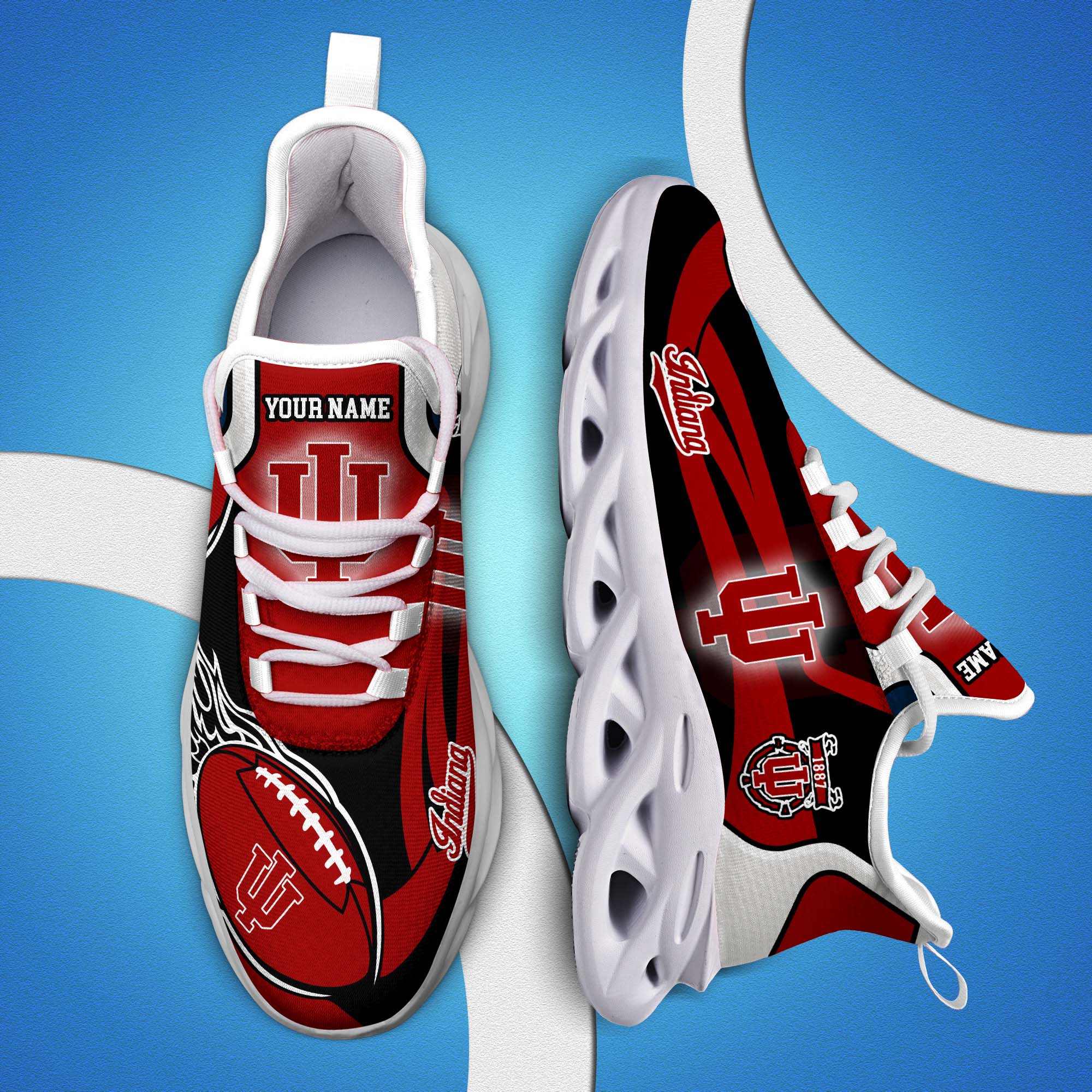 Indiana Hoosiers White C Sneakers 2025 Version Personalized Your Name 090