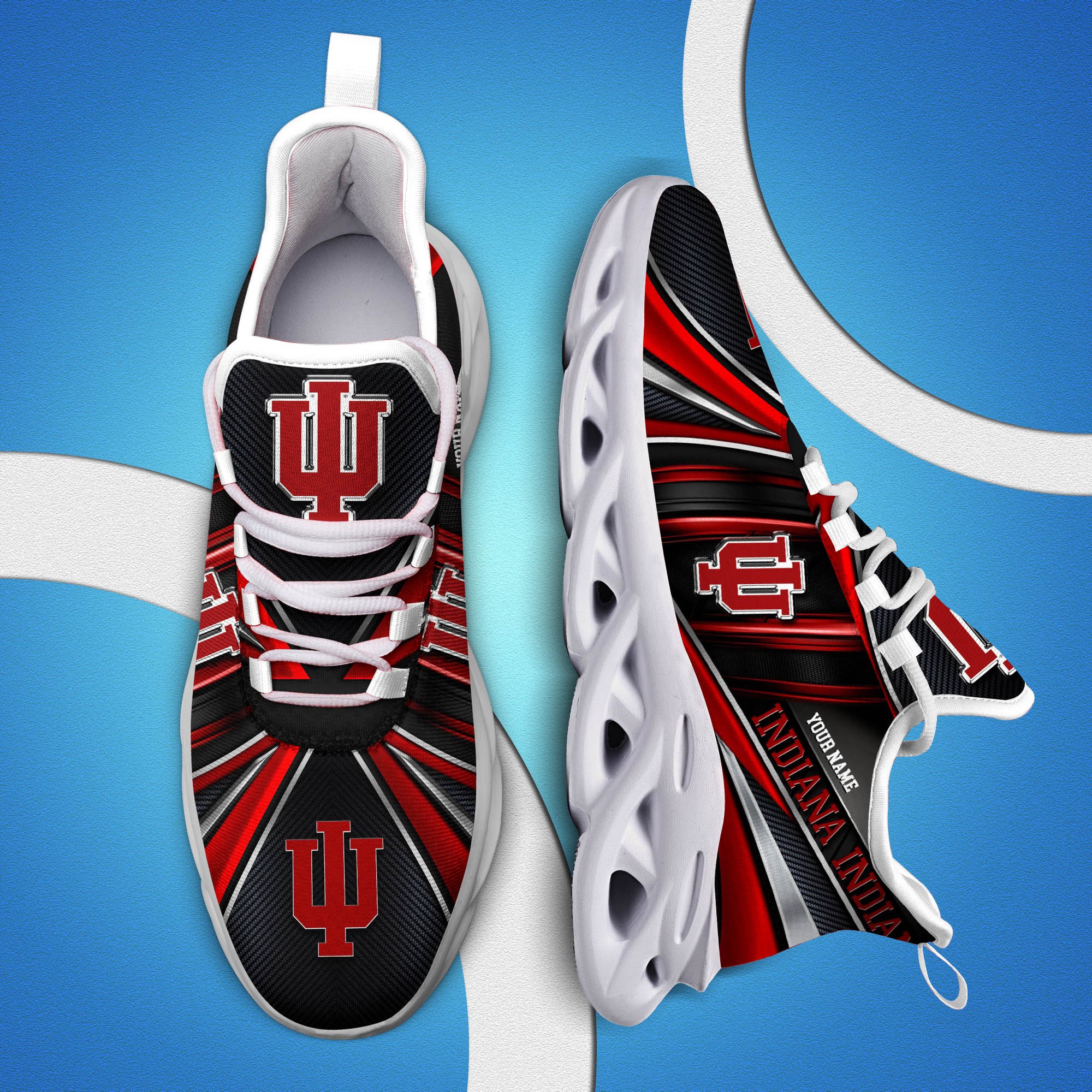 Indiana Hoosiers White C Sneakers 2025 Version Personalized Your Name, Sport Team Sneakers, Sport Gifts PH892