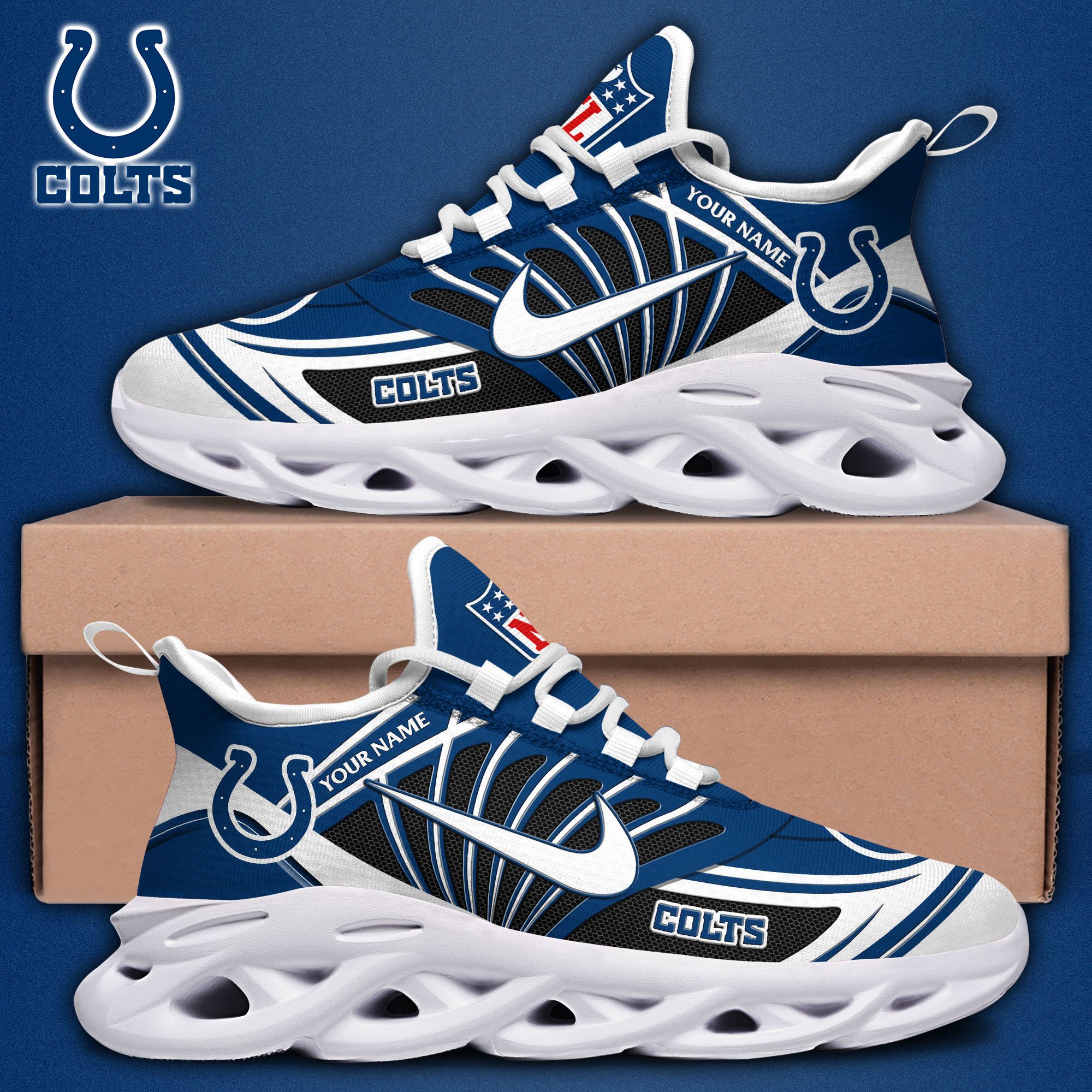 Indianapolis Colts Black Max Soul Shoes 2025 Versions Custom Name 898