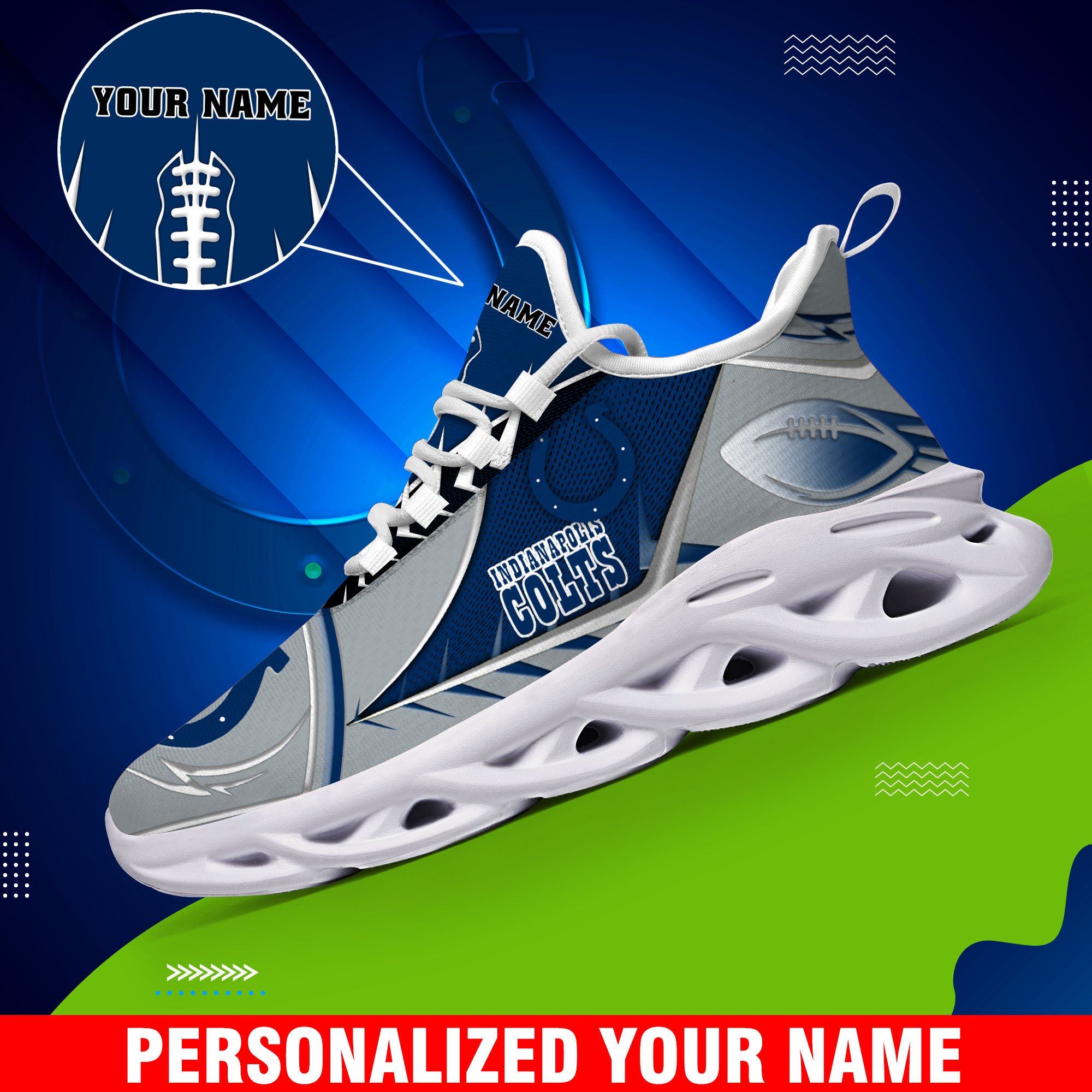 Indianapolis Colts Sport White C Sneakers 2025 Version Personalized Your Name 528