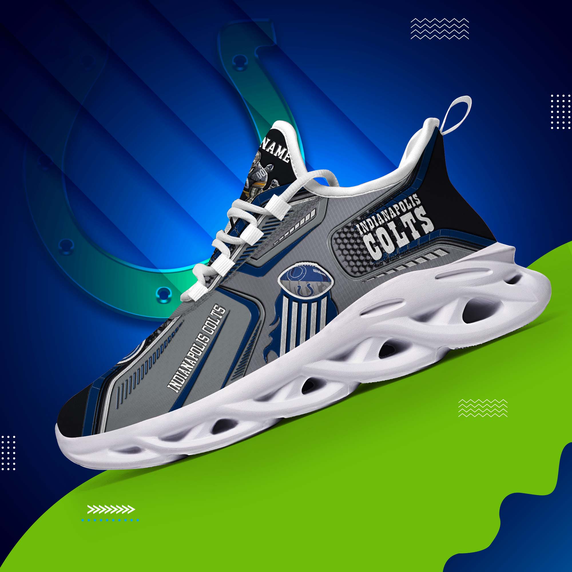 Indianapolis Colts White C Sneakers 2025 Version Personalized Your Name, Sport Sneakers , Sport Gifts PH605