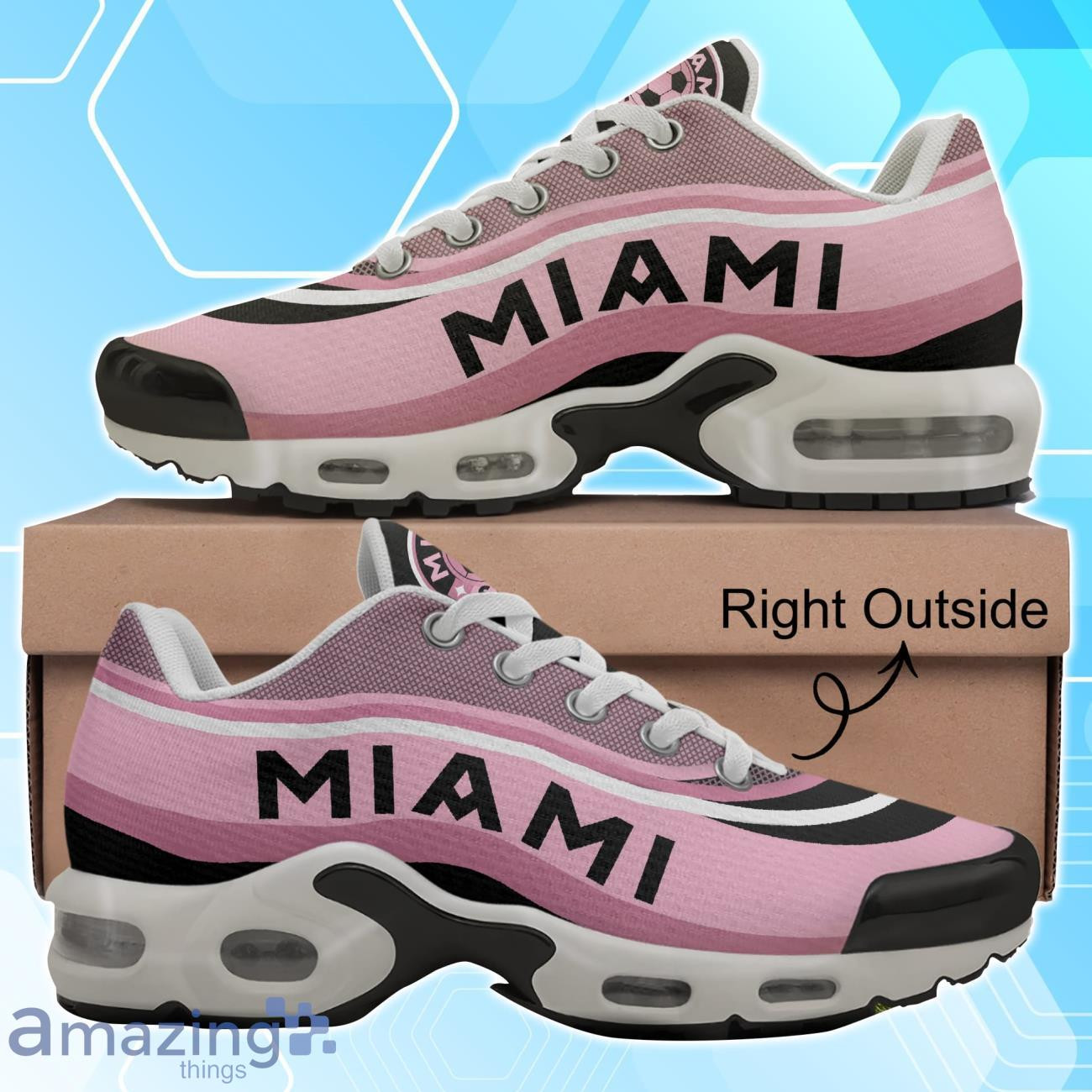 Inter Miami CF Soccer Pink And Black Waves TN Air Max Shoes Air Cushion Sneakers