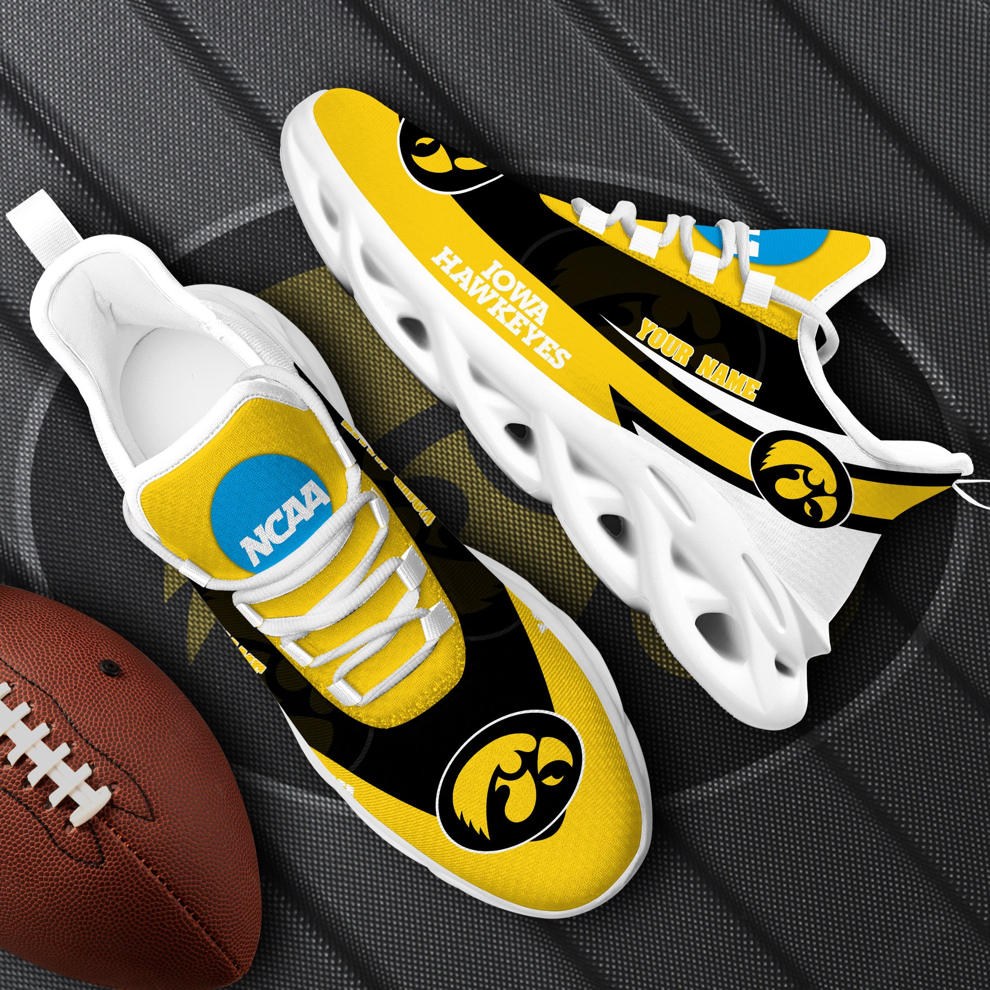 Iowa Hawkeyes White Max Soul Shoes 2025 Versions Custom Your Name, Sports Gift For Fan PH019