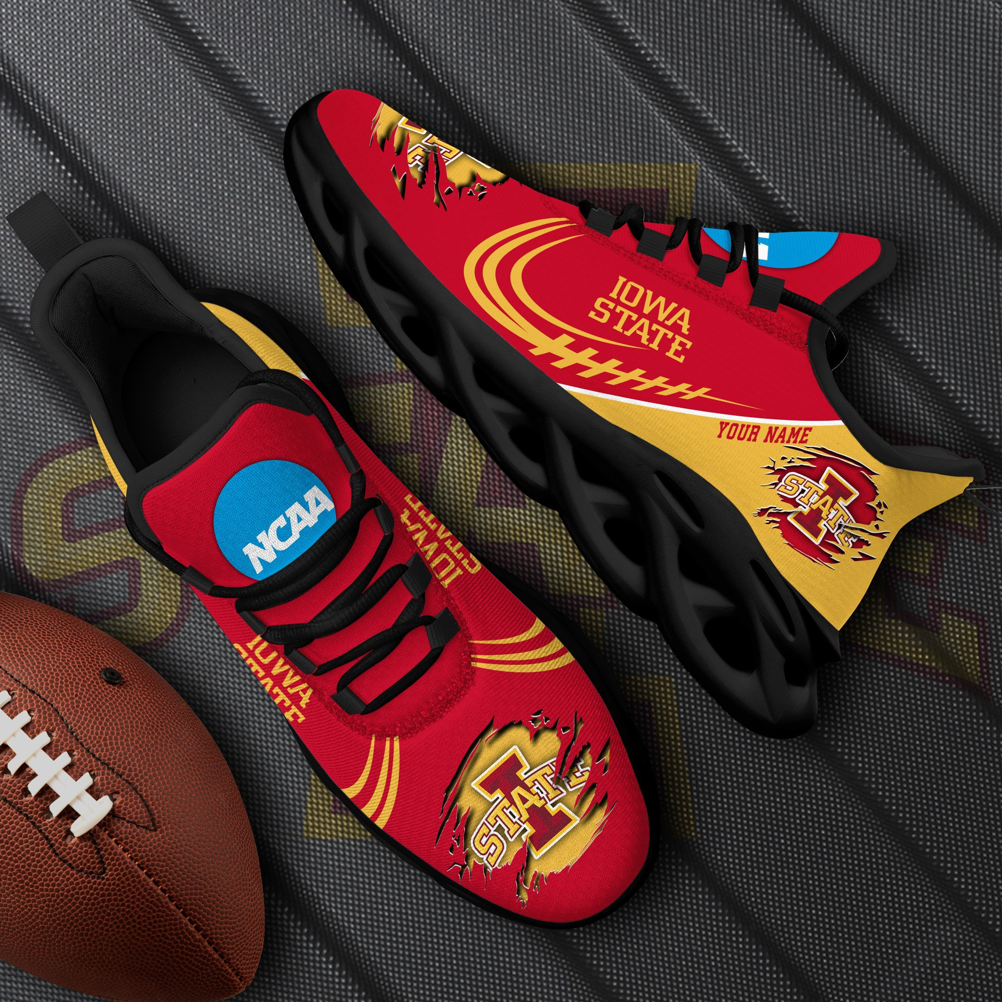 Iowa State Cyclones Black Max Soul Shoes 2025 Versions Custom Name 016