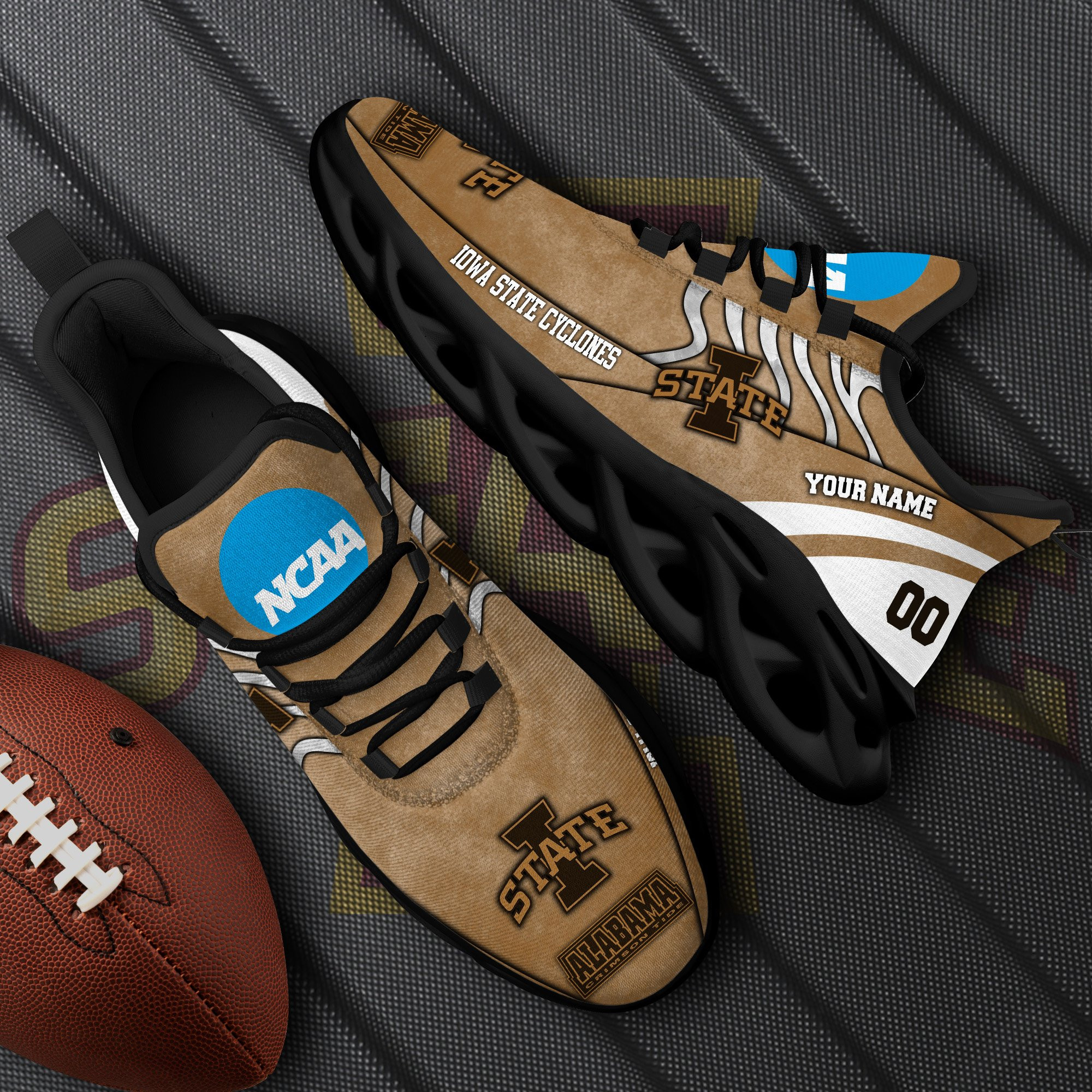 Iowa State Cyclones Black Max Soul Shoes 2025 Versions Custom Your Name And Number 312