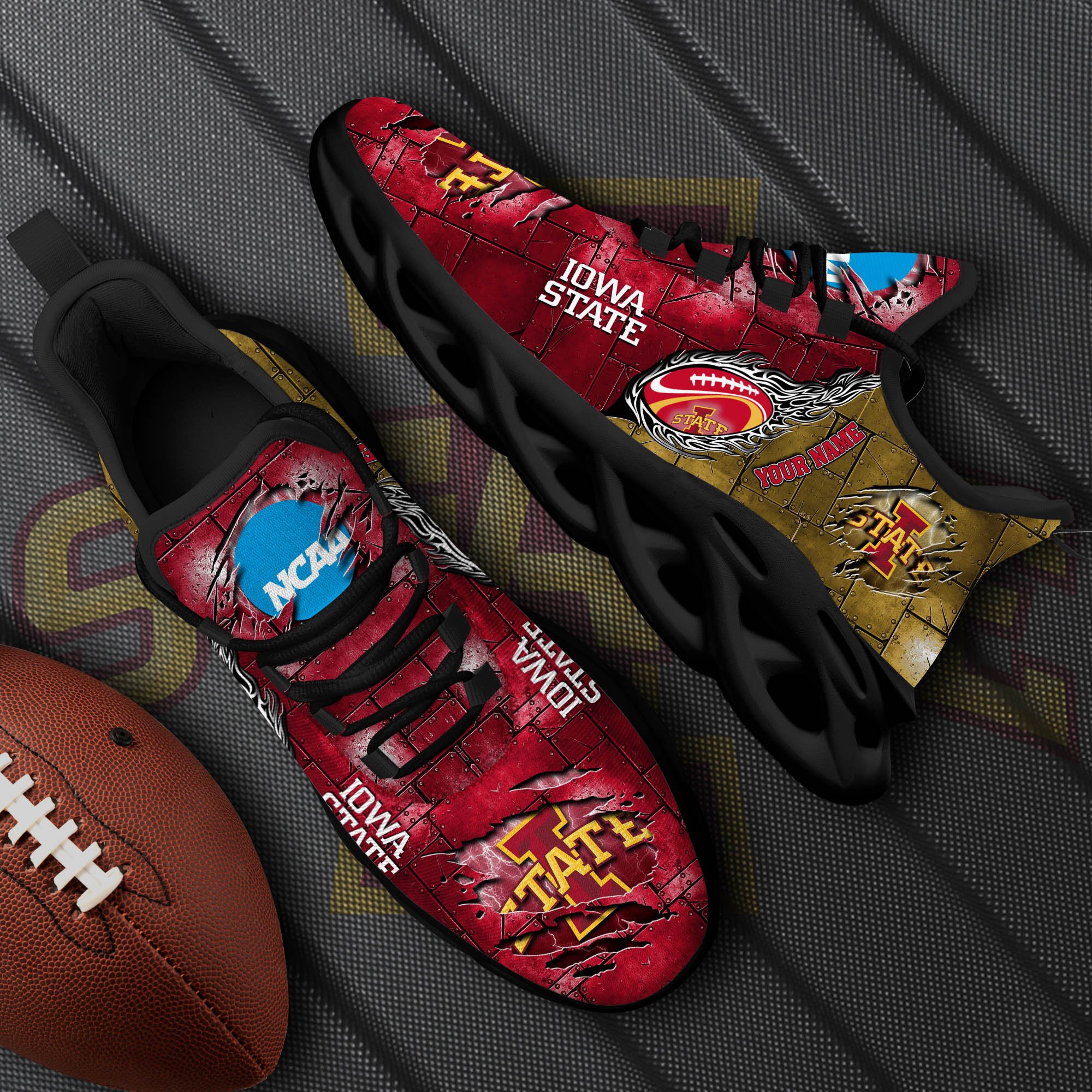 Iowa State Cyclones Black Max Soul Shoes 2025 Versions, White Max Soul Shoes Custom Your Name PH879