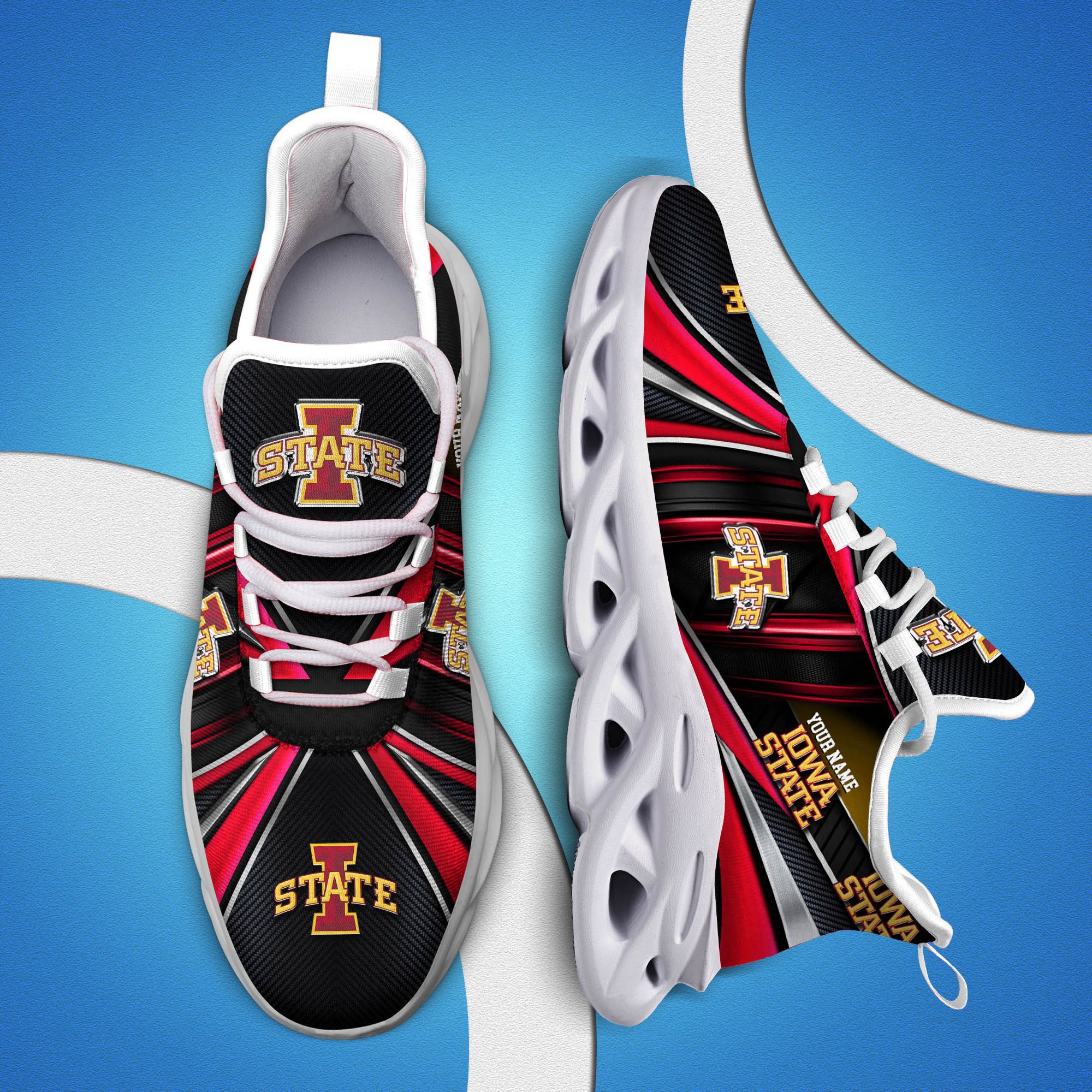 Iowa State Cyclones White C Sneakers 2025 Version Personalized Your Name, Sport Team Sneakers, Sport Gifts PH892