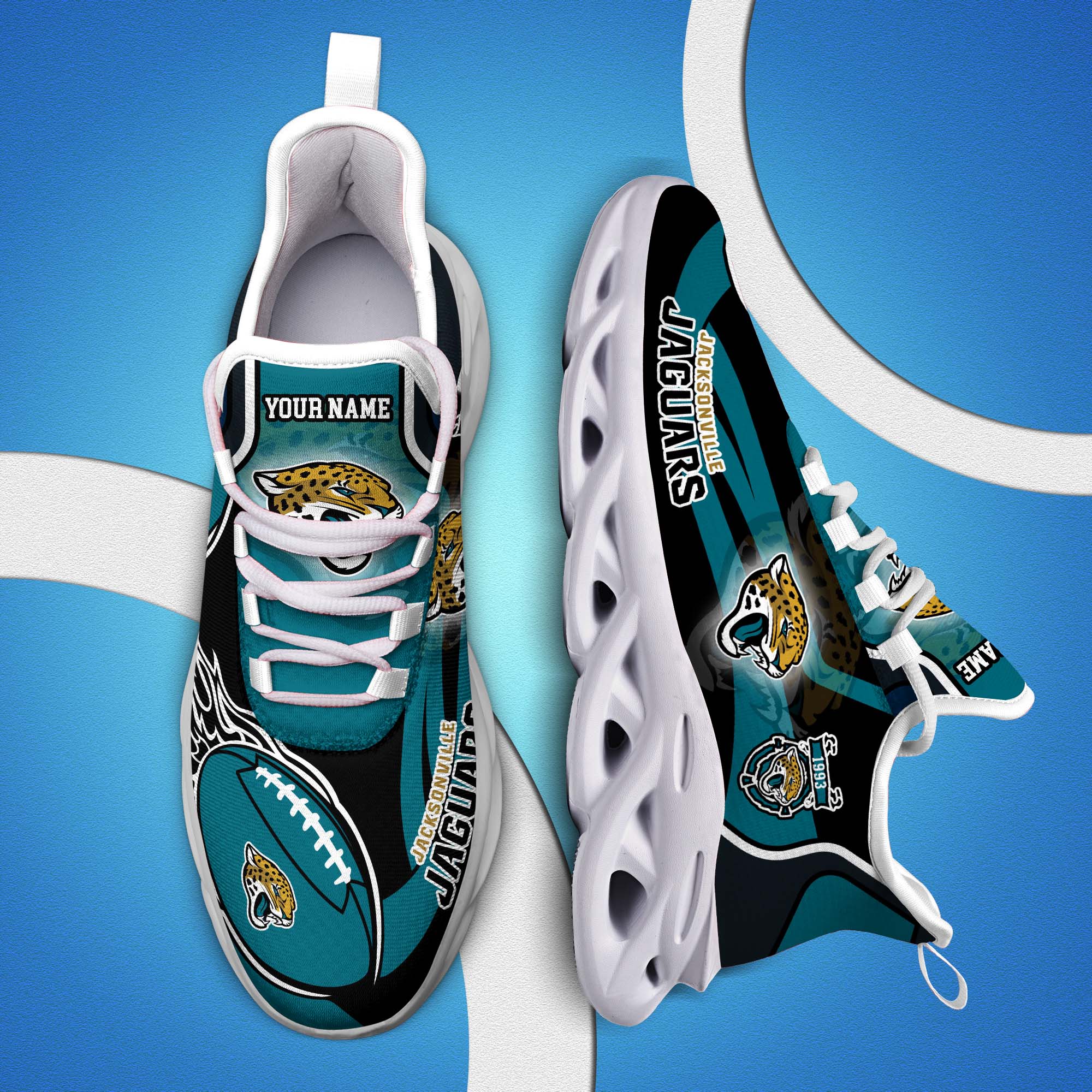 Jacksonville Jaguars White C Sneakers 2025 Version Personalized Your Name 090