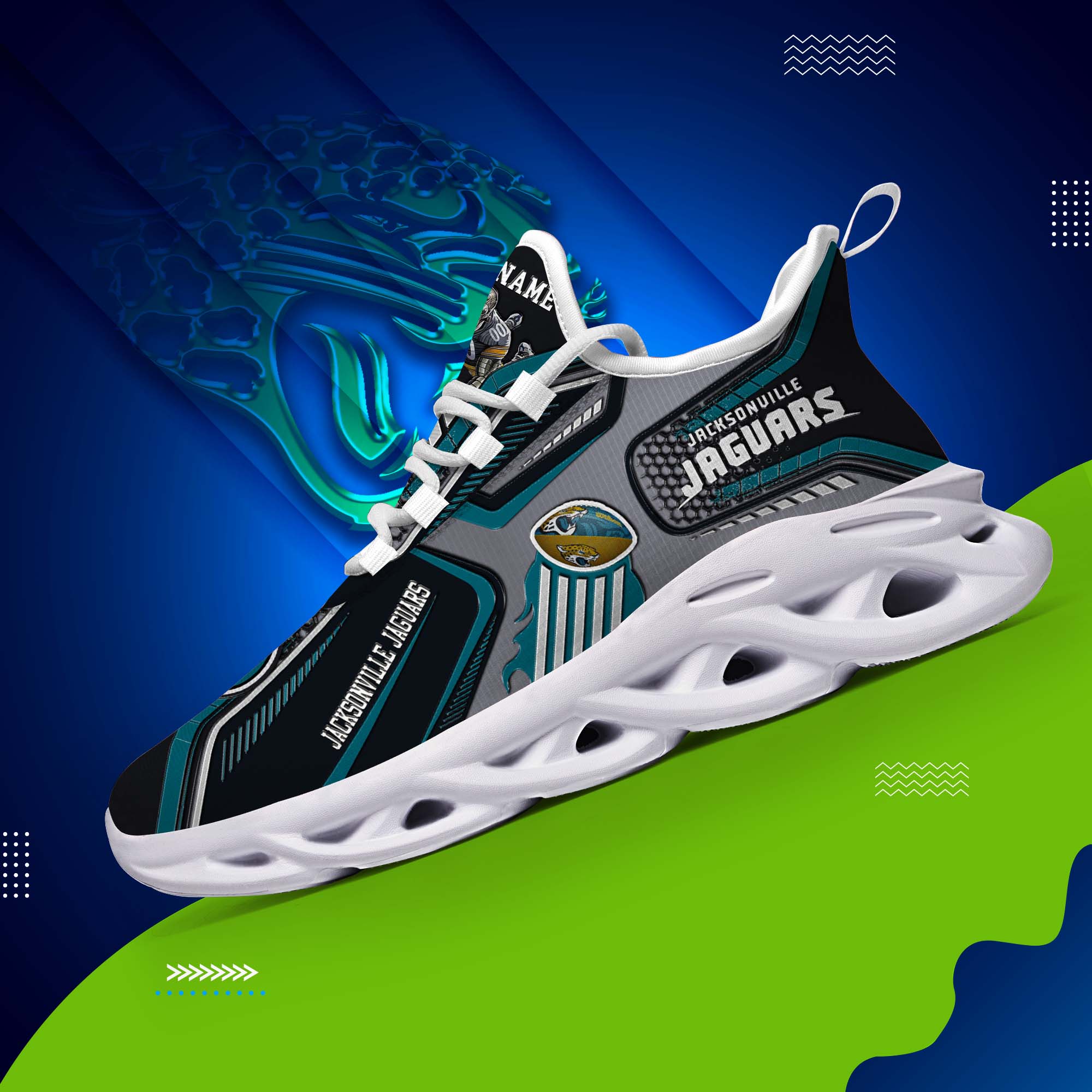 Jacksonville Jaguars White C Sneakers 2025 Version Personalized Your Name, Sport Sneakers , Sport Gifts PH605