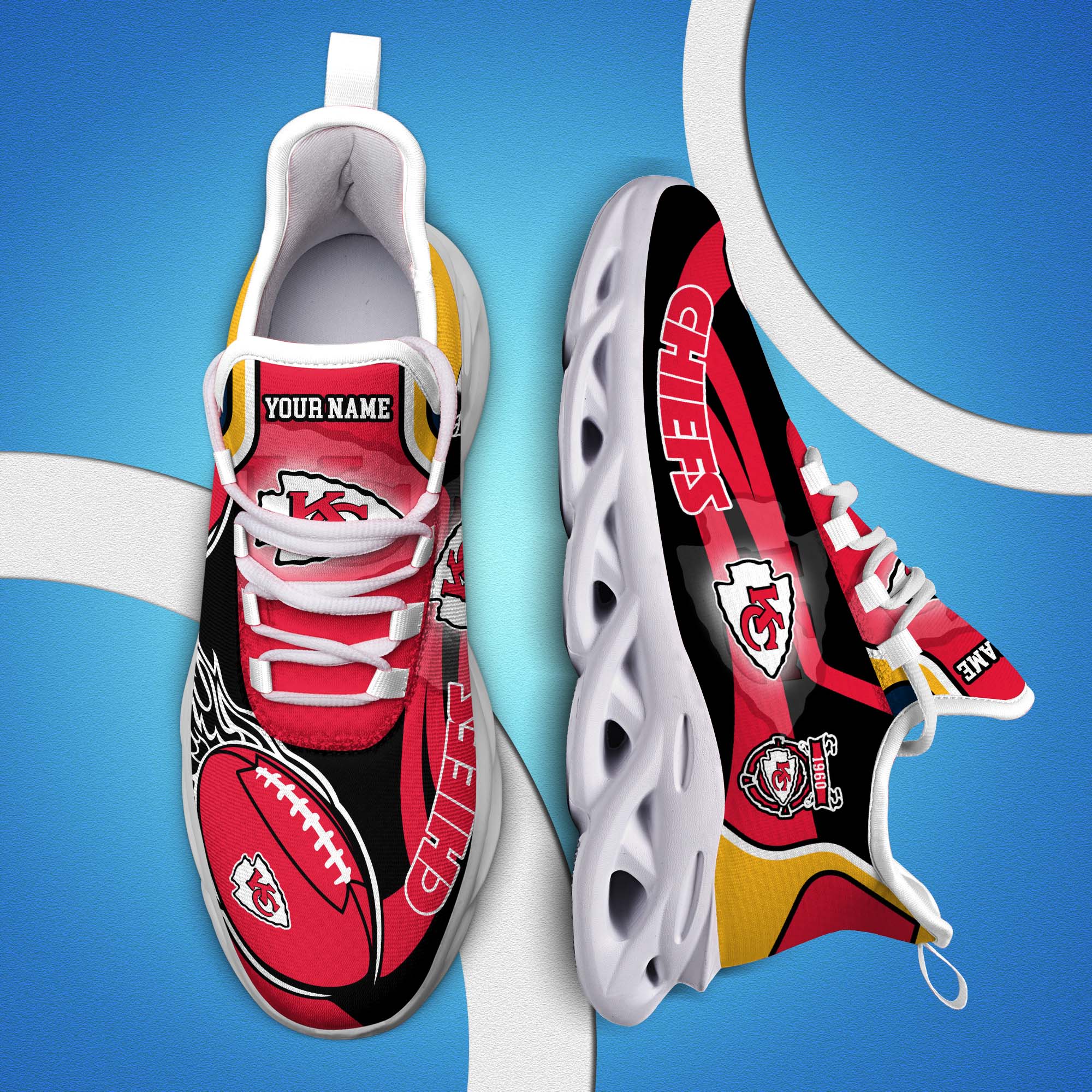Kansas City Chiefs White C Sneakers 2025 Version Personalized Your Name 090
