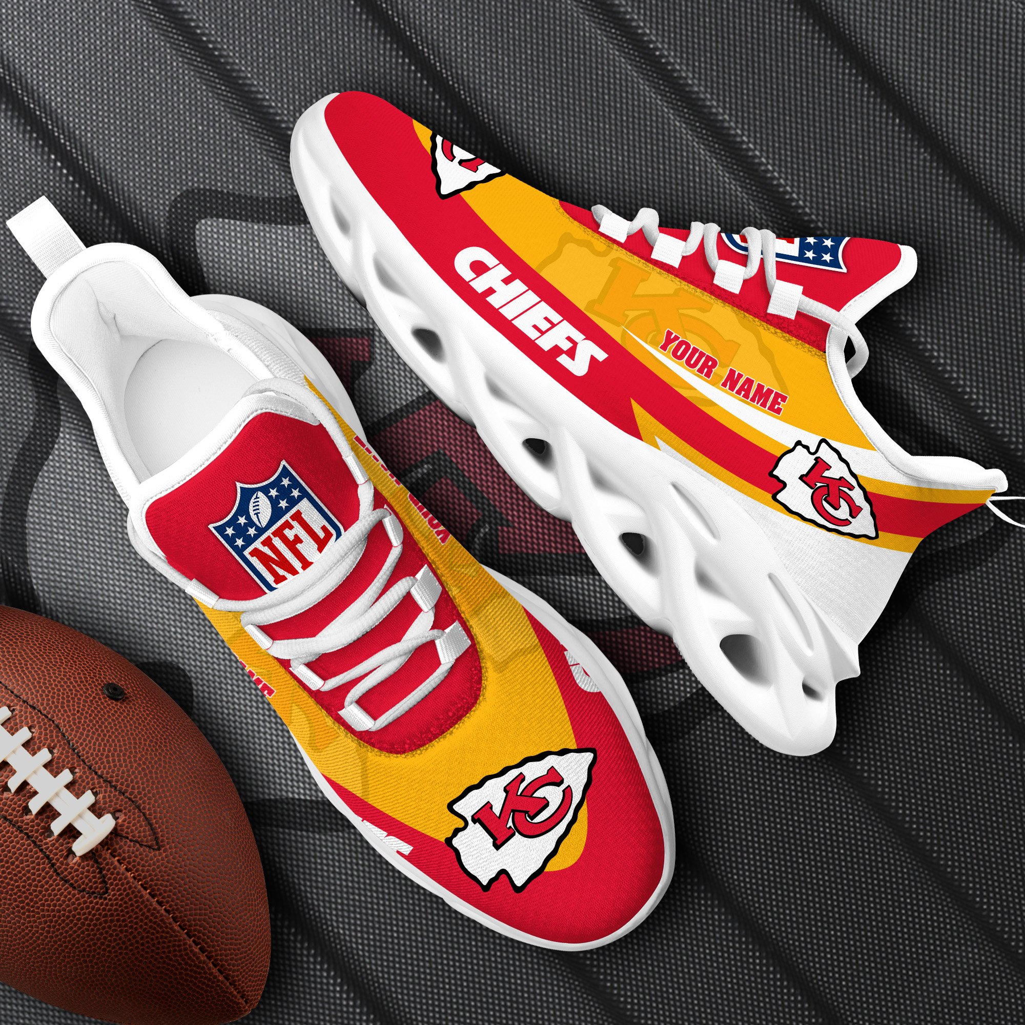 Kansas City Chiefs White Max Soul Shoes 2025 Versions Custom Your Name, Sports Gift For Fan, Sport Gifts PH410