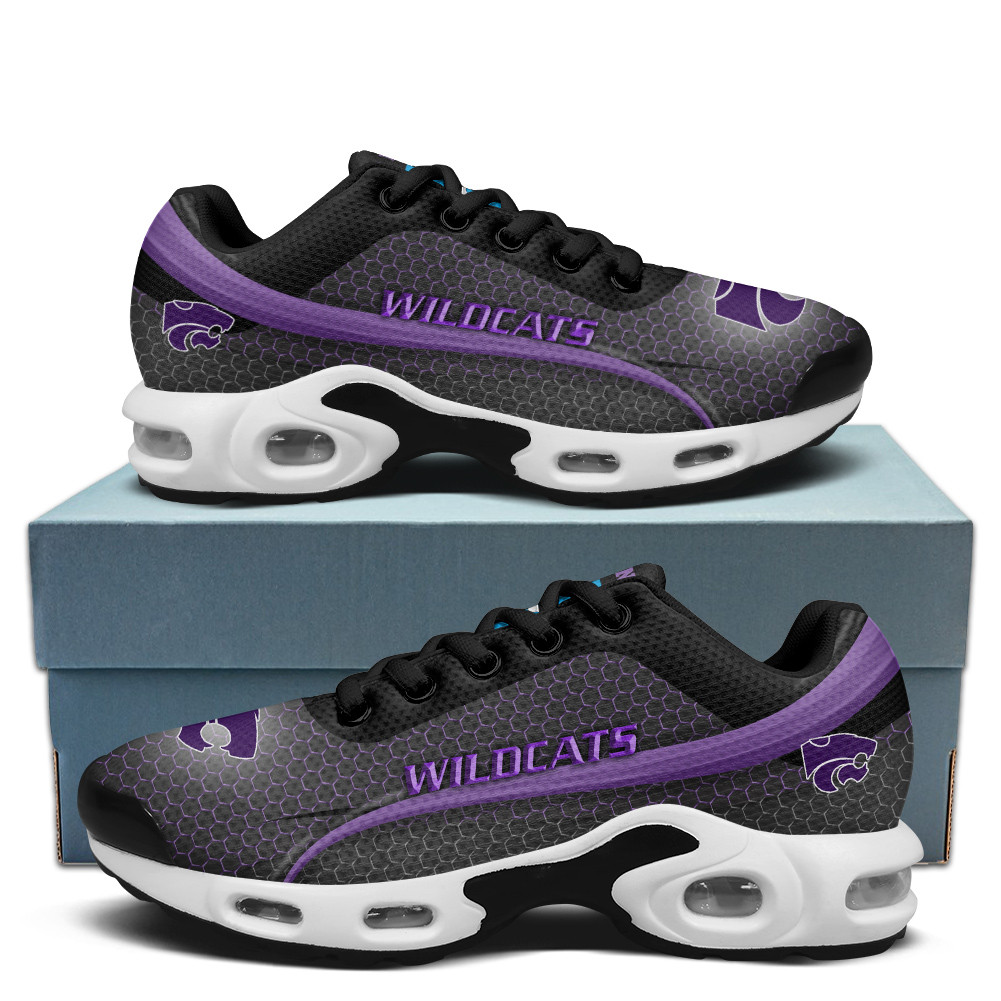 Kansas State Personalized Name Team Colors Wave Line Beehive Pattern TN Air Max Shoes Air Cushion Sneakers