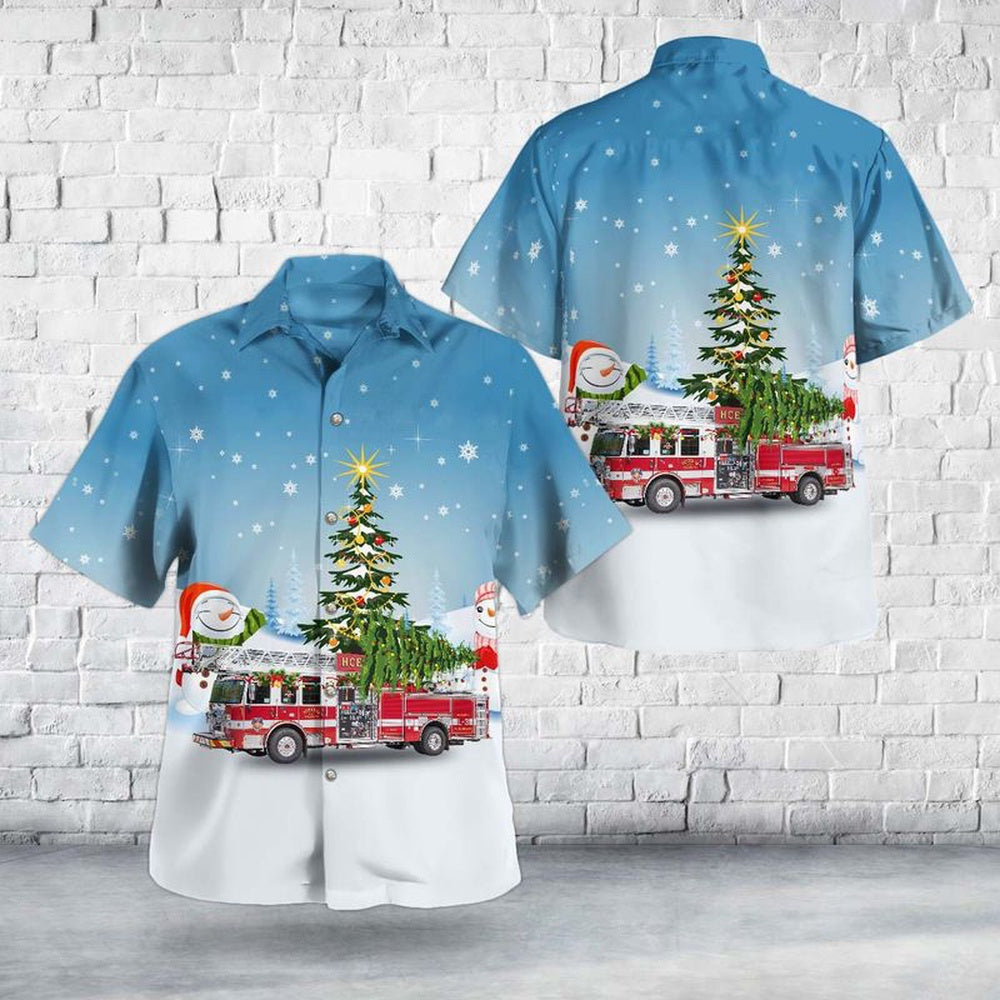 Katy, Texas, Harris County ESD No.48 Christmas Hawaiian Shirt, Xmas Hawaiian Shirts, Christmas Aloha Shirts