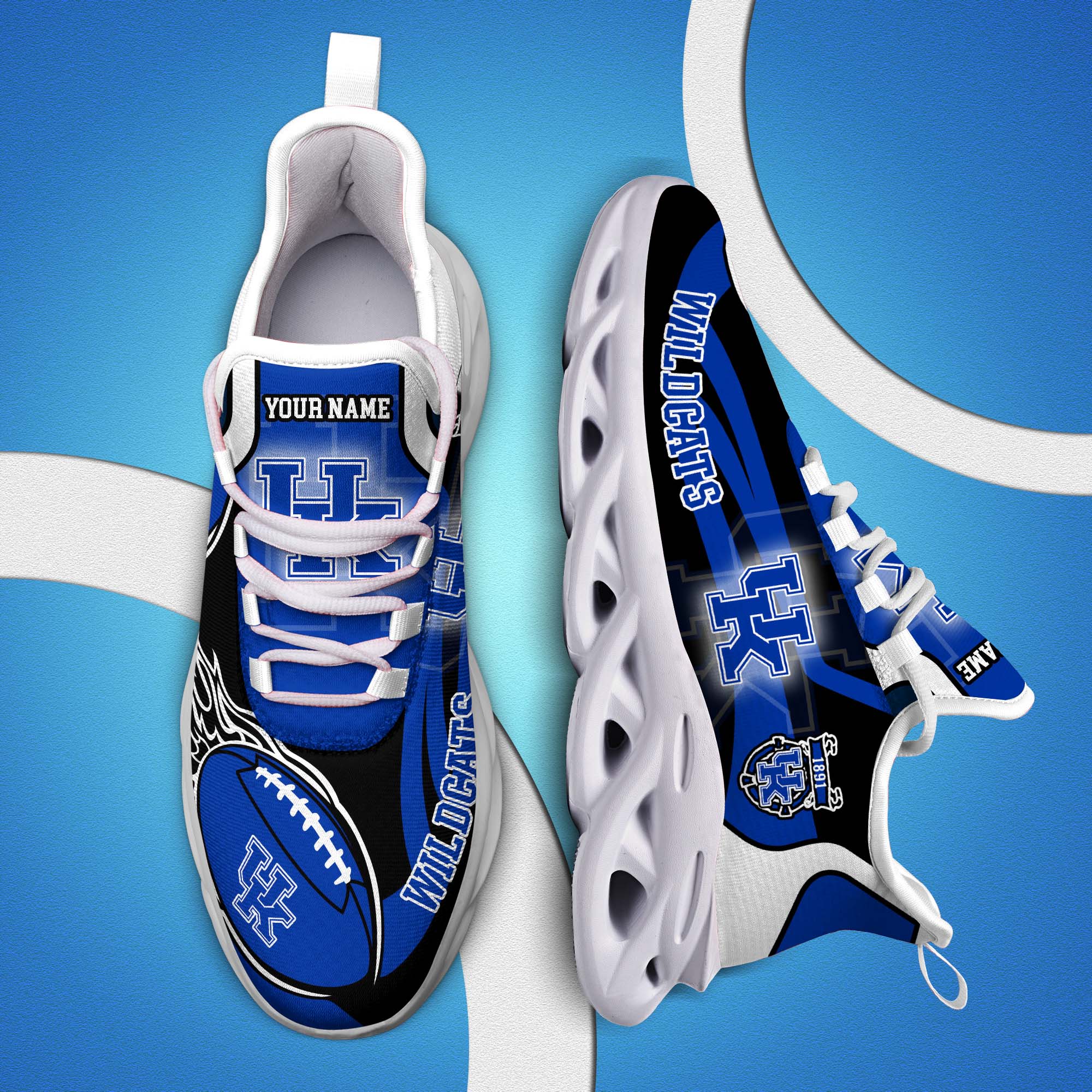 Kentucky Wildcats White C Sneakers 2025 Version Personalized Your Name 090