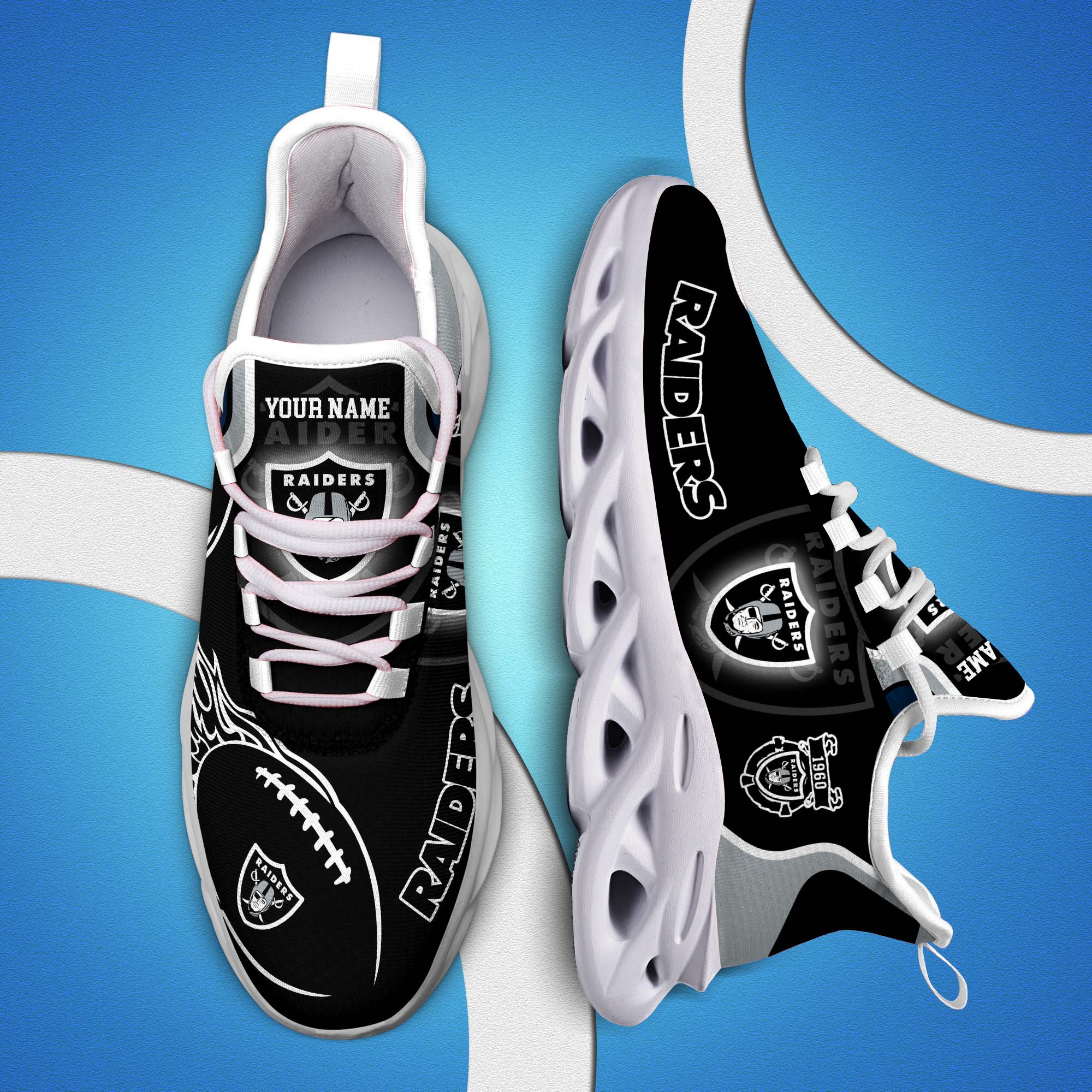 Las Vegas Raiders White C Sneakers 2025 Version Personalized Your Name 090
