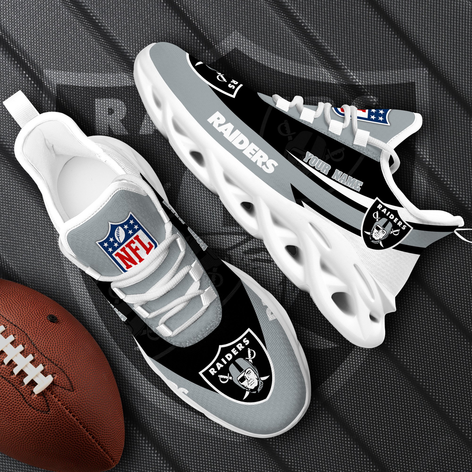 Las Vegas Raiders White Max Soul Shoes 2025 Versions Custom Your Name, Sports Gift For Fan, Sport Gifts PH410