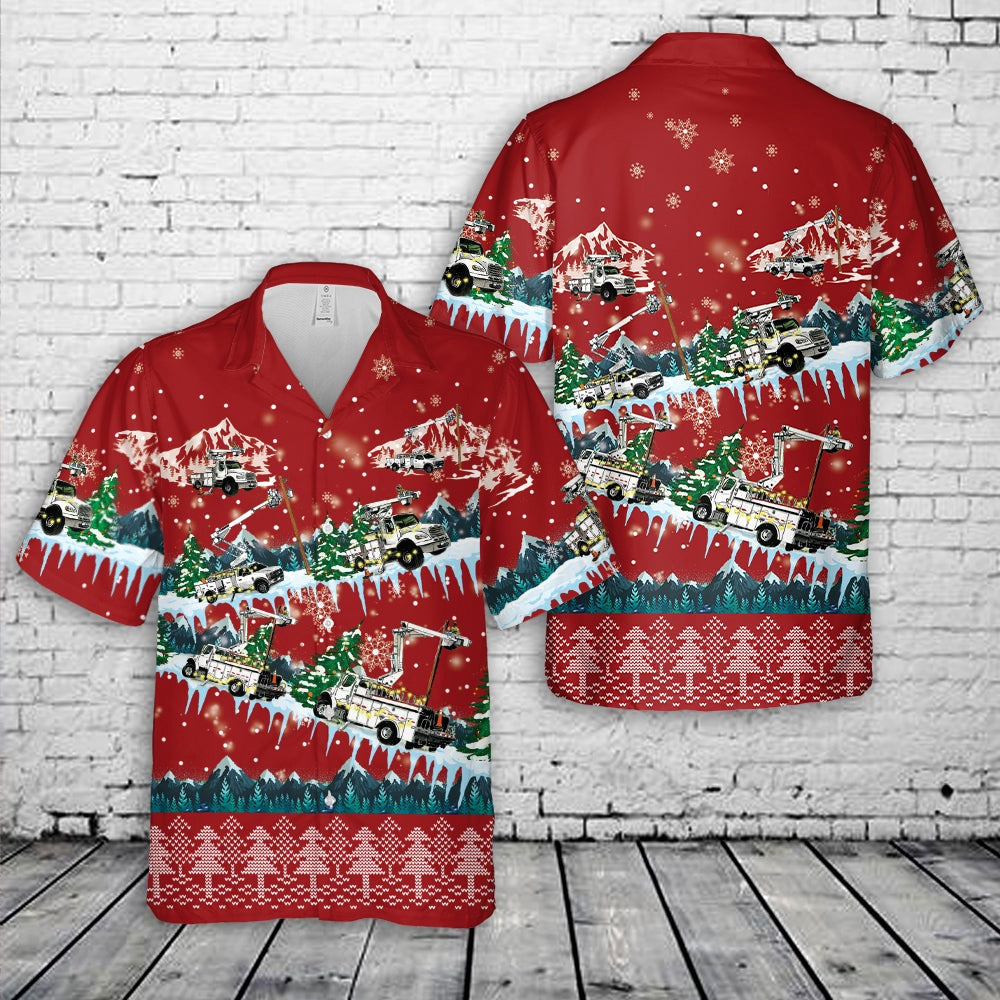 Limen Bucket Trucks Chrismas Hawaiian Shirt, Xmas Hawaiian Shirts, Christmas Aloha Shirts