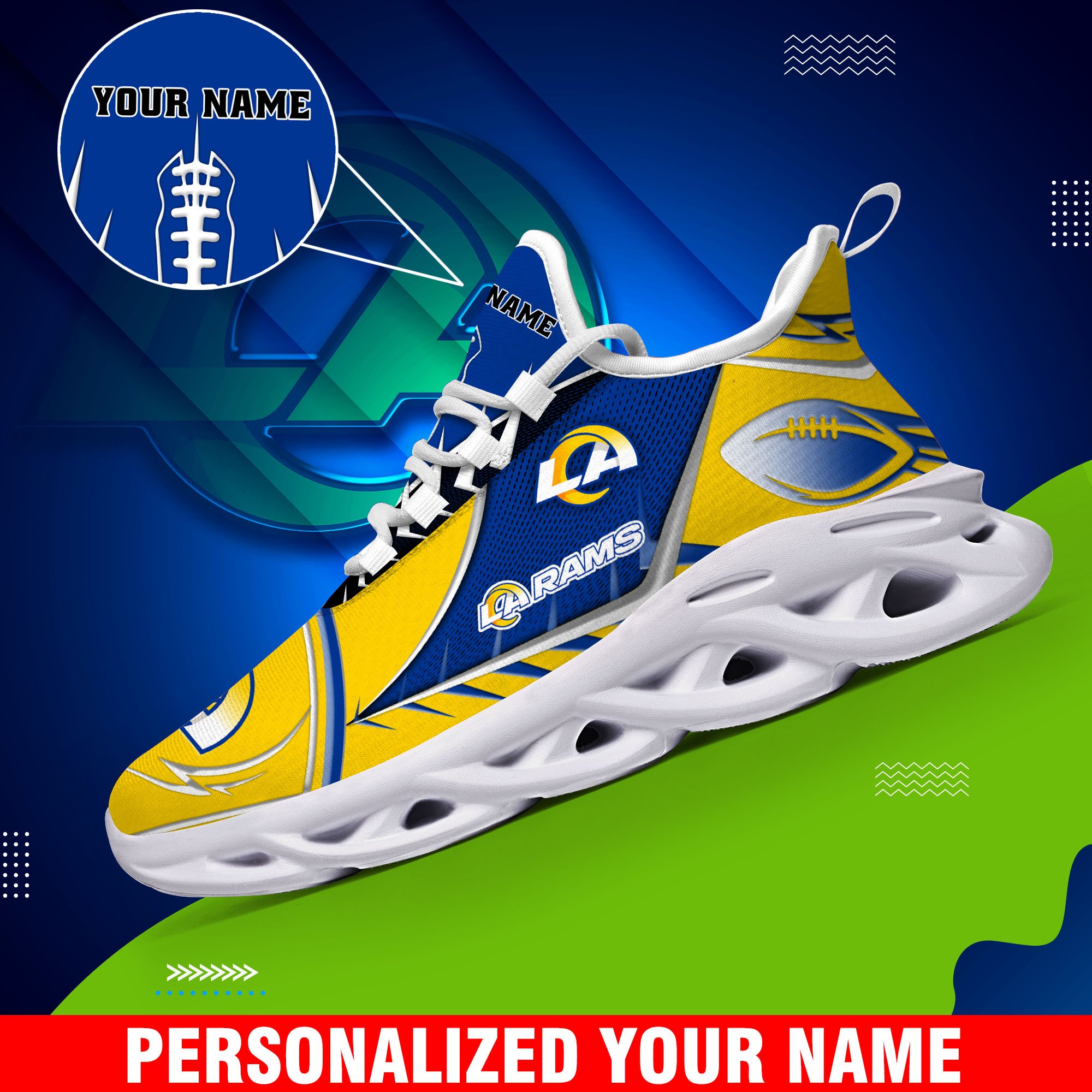Los Angeles Rams Sport White C Sneakers 2025 Version Personalized Your Name 528