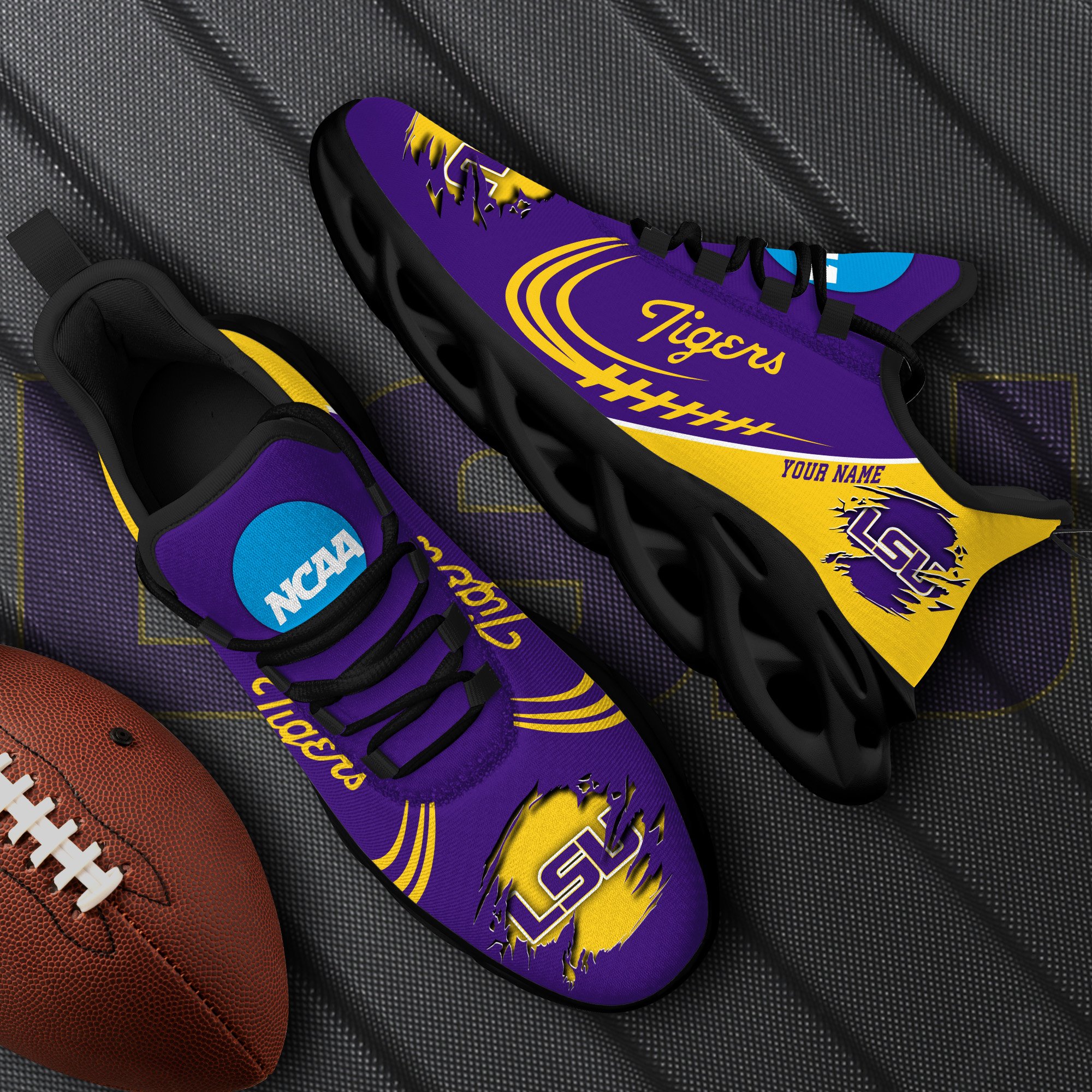 LSU TIGERS Black Max Soul Shoes 2025 Versions Custom Name 016