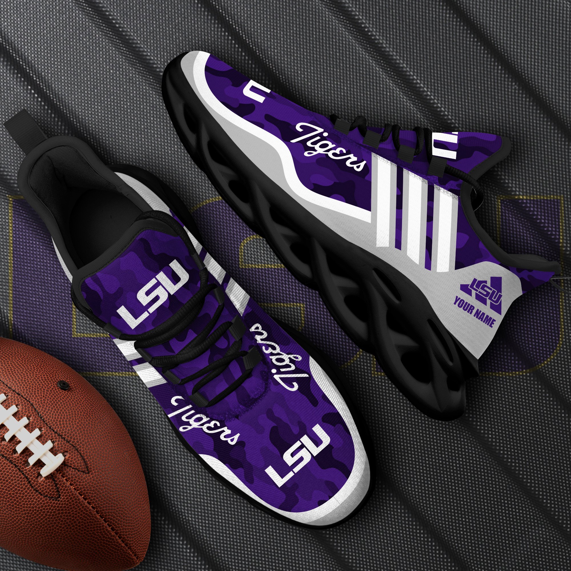 LSU TIGERS Black Max Soul Shoes 2025 Versions Custom Name 466