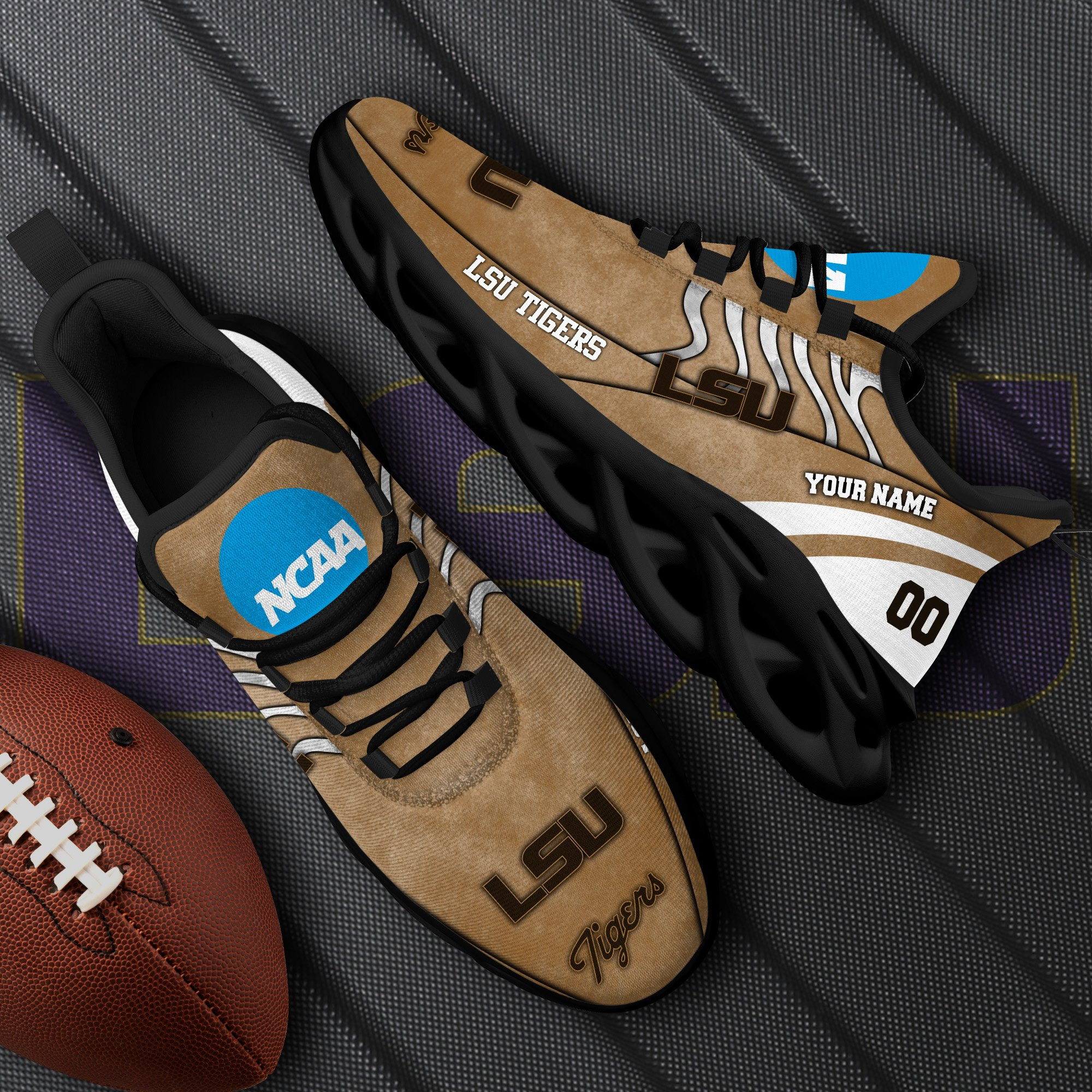 LSU TIGERS Black Max Soul Shoes 2025 Versions Custom Your Name And Number 312