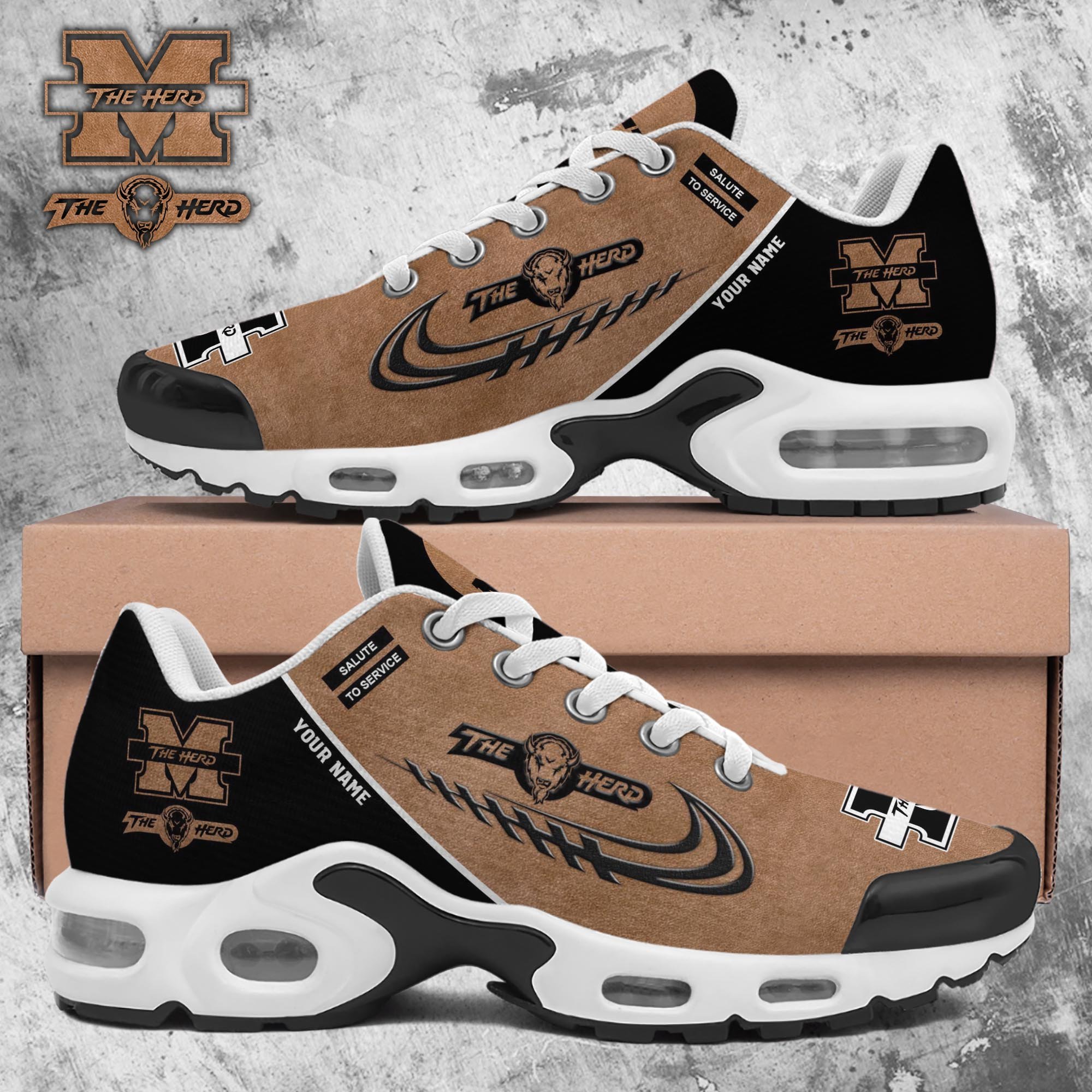 Marshall Thundering Herd TN Shoes 2025 Version Custom Name, Shoes For Football Fans, Fan Gifts PH637