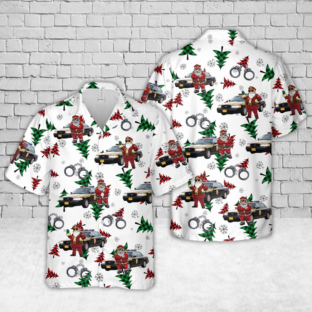 Maryland State Police Car Christmas Hawaiian Shirt, Xmas Hawaiian Shirts, Christmas Aloha Shirts