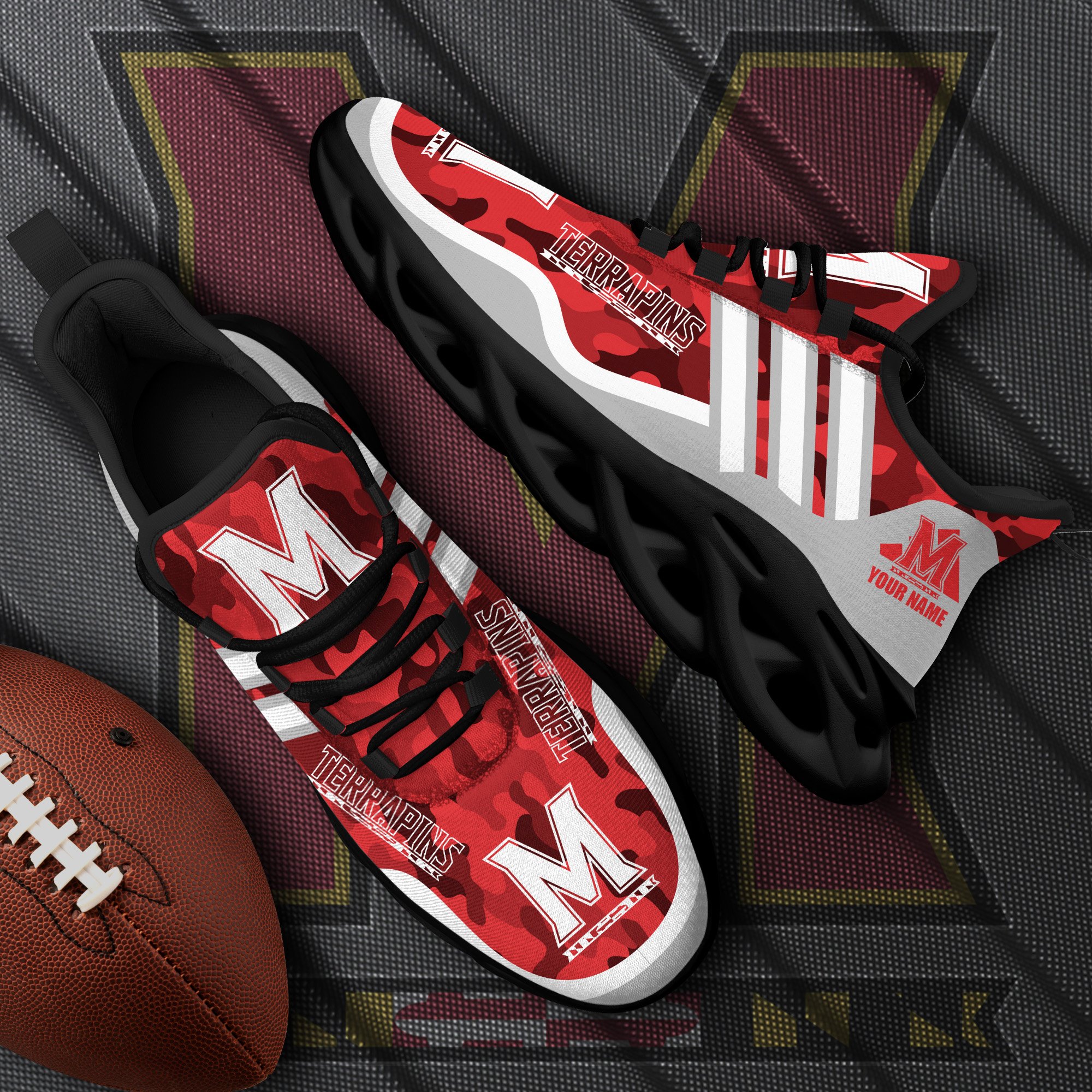 Maryland Terrapins Black Max Soul Shoes 2025 Versions Custom Name 466