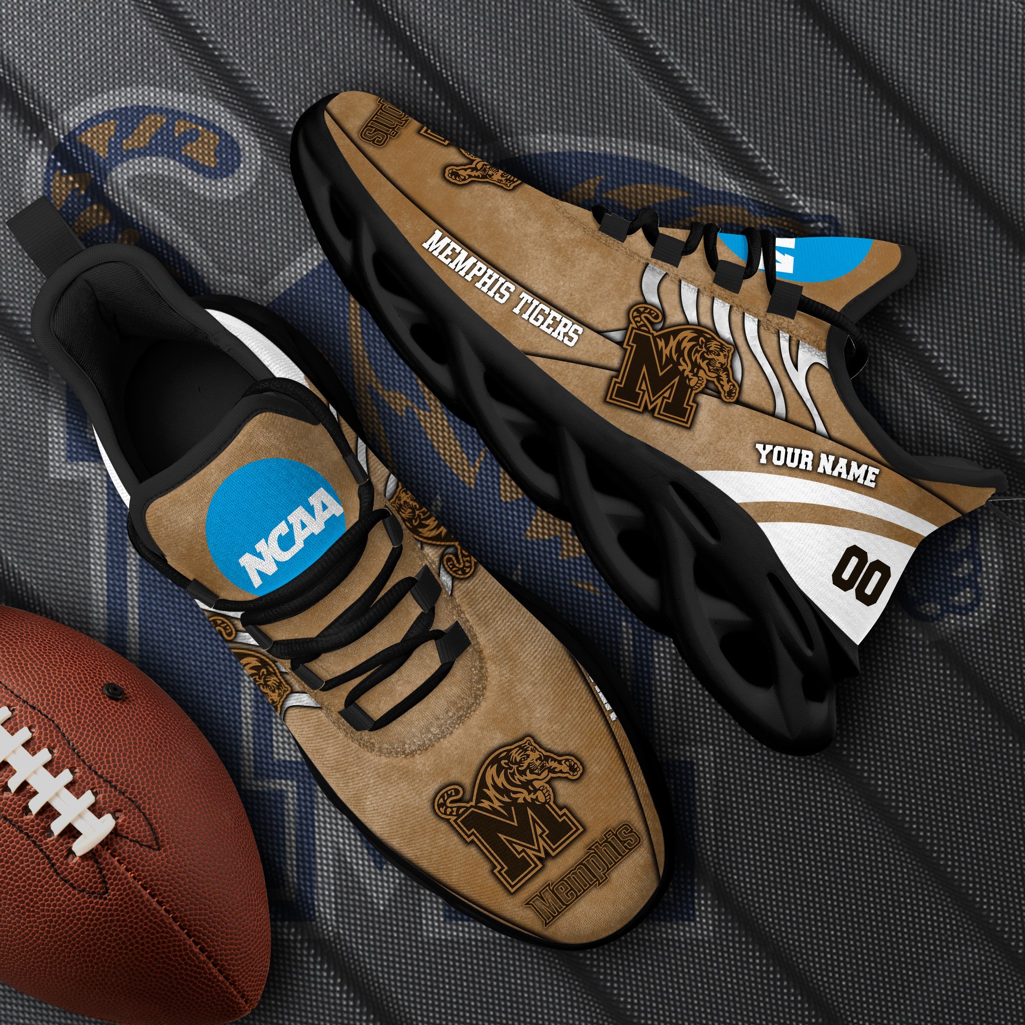 Memphis Tigers Black Max Soul Shoes 2025 Versions Custom Your Name And Number 312