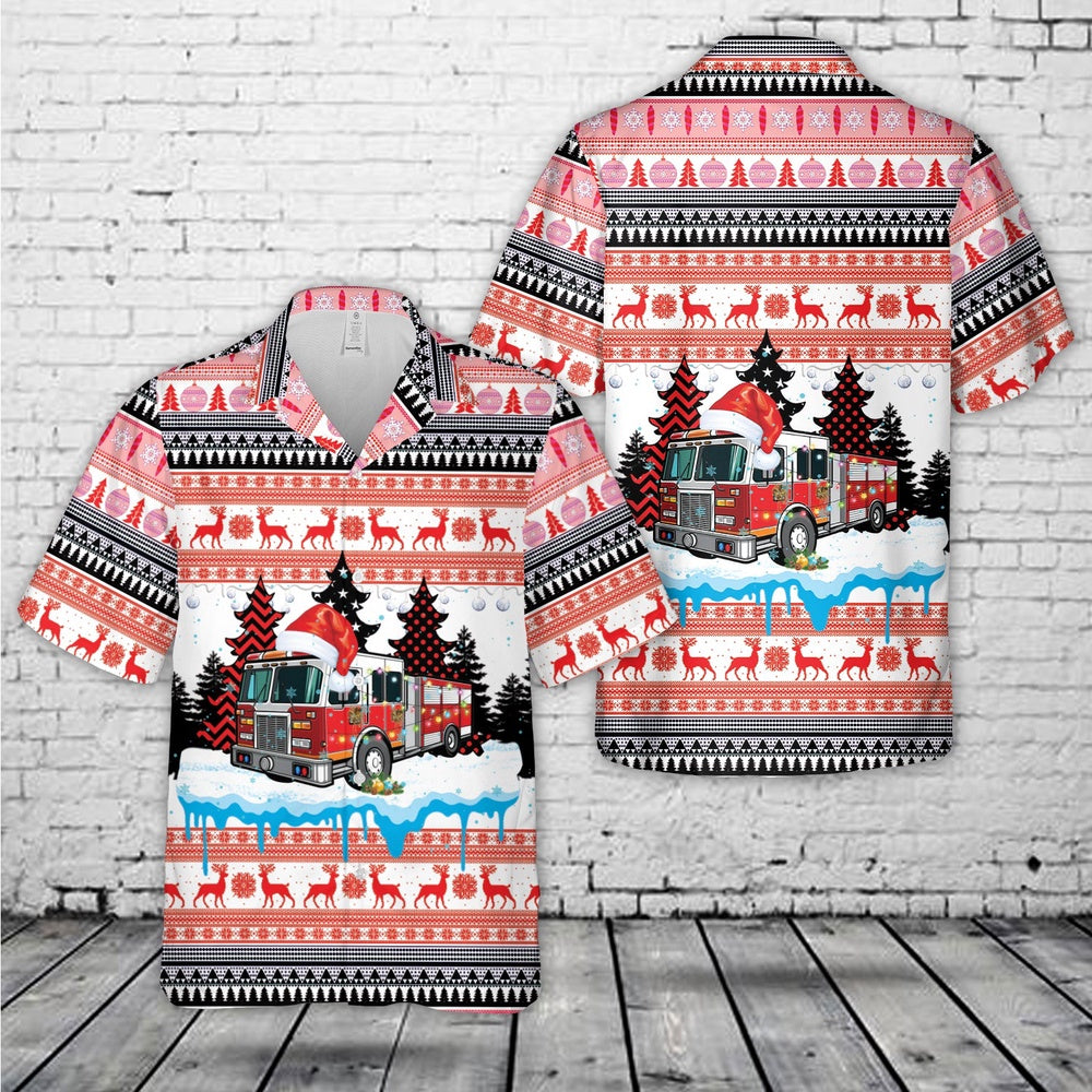 Merry Christmas Fire Tree Christmas Hawaiian Shirt, Xmas Hawaiian Shirts, Christmas Aloha Shirts