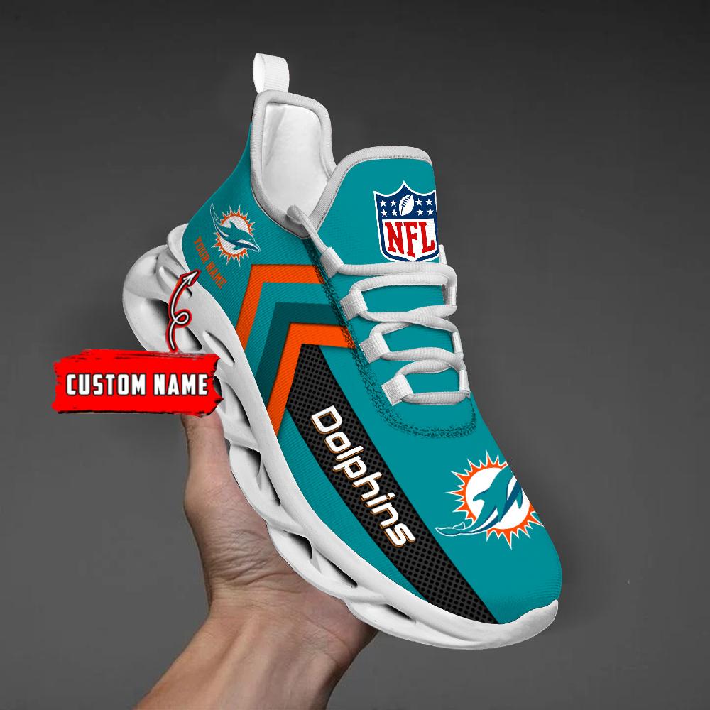 Miami Dolphins Black Max Soul Shoes 2025 Versions Custom Name 638