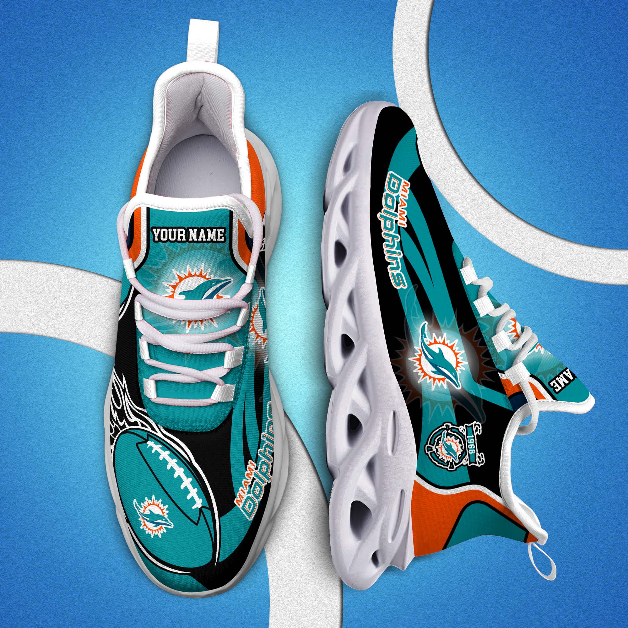 Miami Dolphins White C Sneakers 2025 Version Personalized Your Name 090