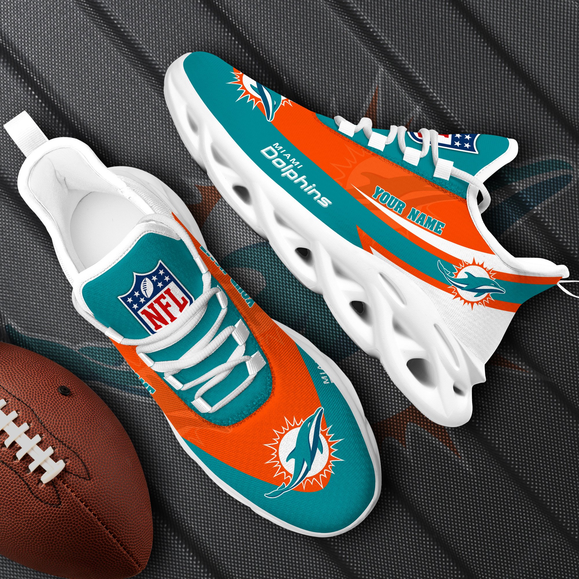Miami Dolphins White Max Soul Shoes 2025 Versions Custom Your Name, Sports Gift For Fan, Sport Gifts PH410
