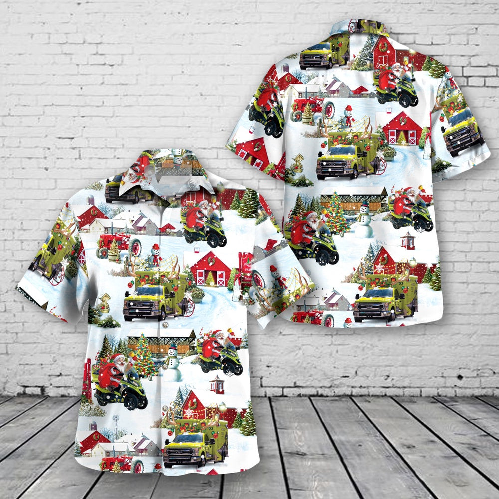Miami, Florida, Hatzalah South Florida EMS Christmas Hawaiian Shirt, Xmas Hawaiian Shirts, Christmas Aloha Shirts