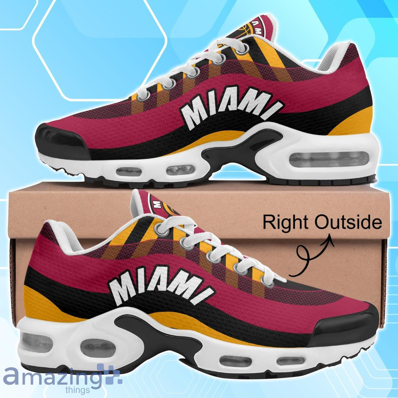 Miami Heat NBA Basketball Team Colors Waves TN Air Max Shoes Air Cushion Sneakers