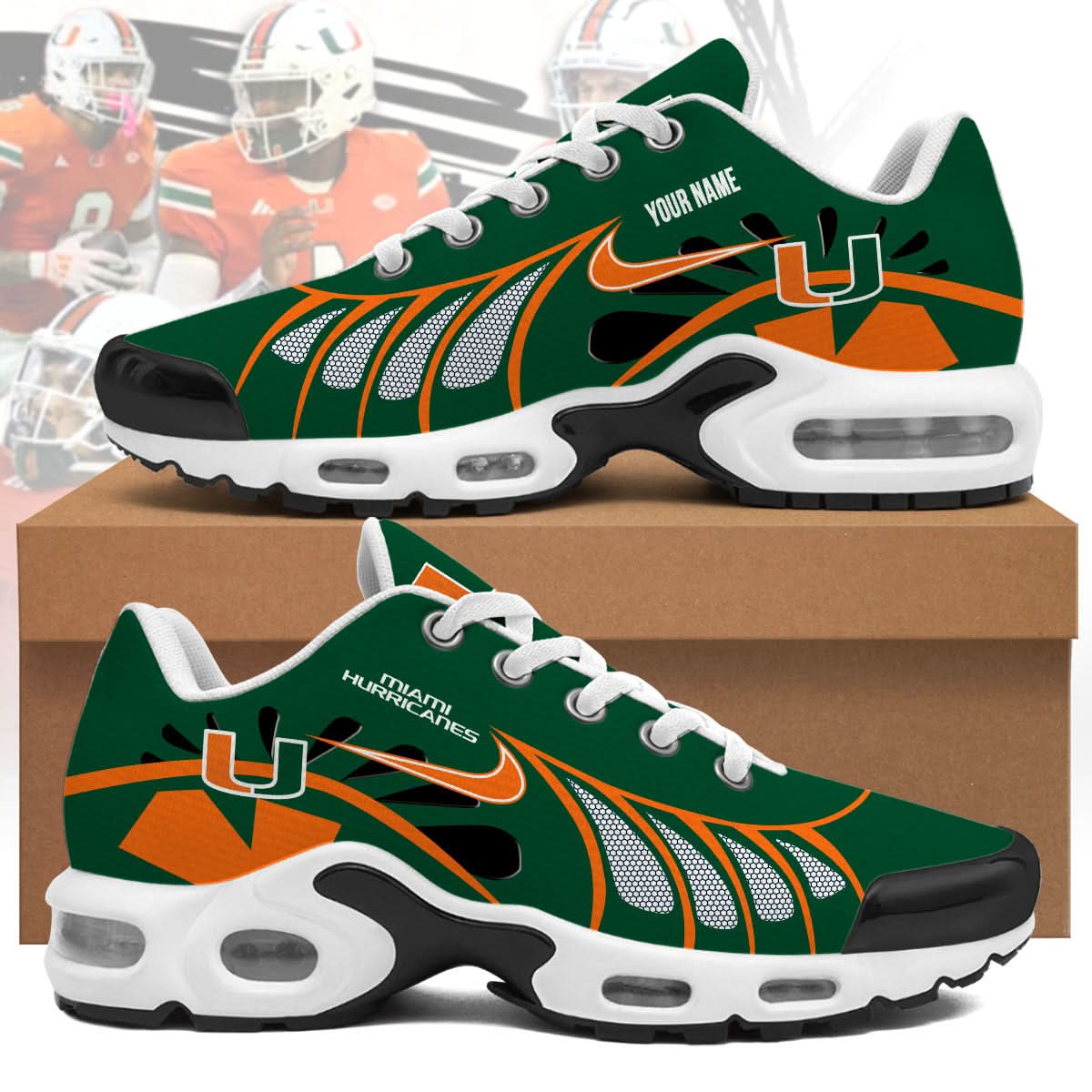 Miami Hurricanes  Personalized Air Max Shoes 
