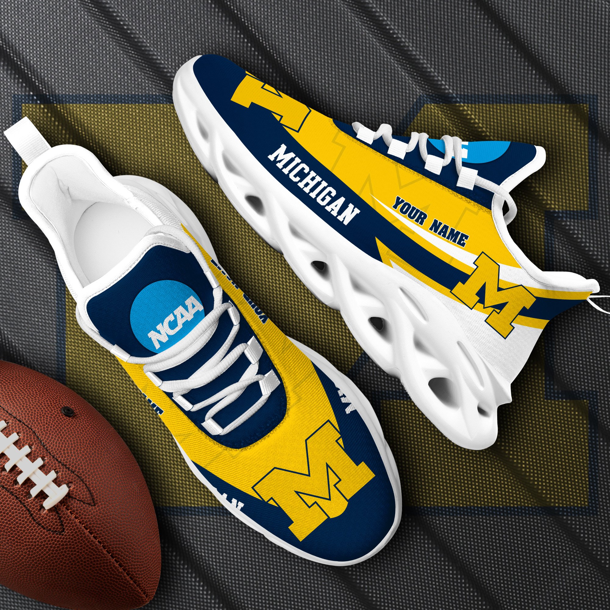 Michigan Wolverines White Max Soul Shoes 2025 Versions Custom Your Name, Sports Gift For Fan PH019