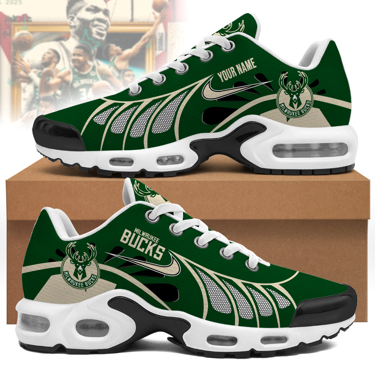 Milwaukee Bucks Personalized Air Max Shoes 