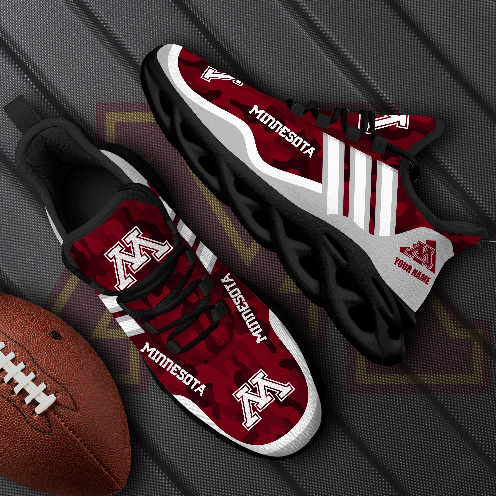 Minnesota Golden Gophers Black Max Soul Shoes 2025 Versions Custom Name 466