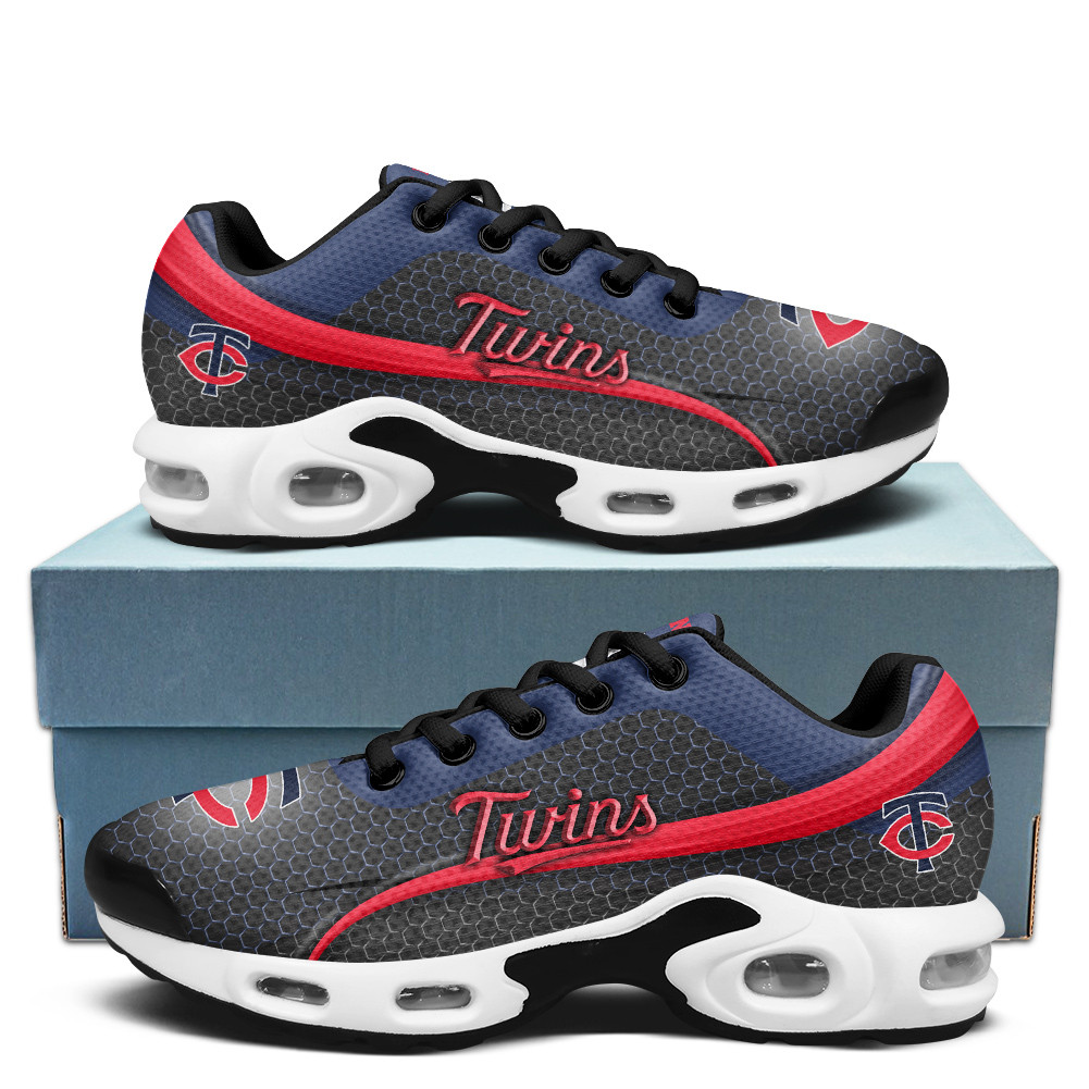 Minnesota Twins Personalized Name Team Colors Wave Line Beehive Pattern TN Air Max Shoes Air Cushion Sneakers