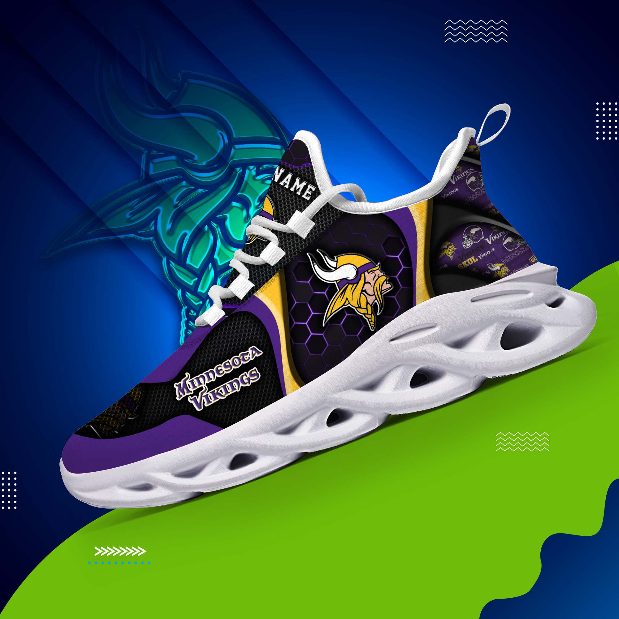 Minnesota Vikings White C Sneakers 2025 Version Personalized Your Name 432