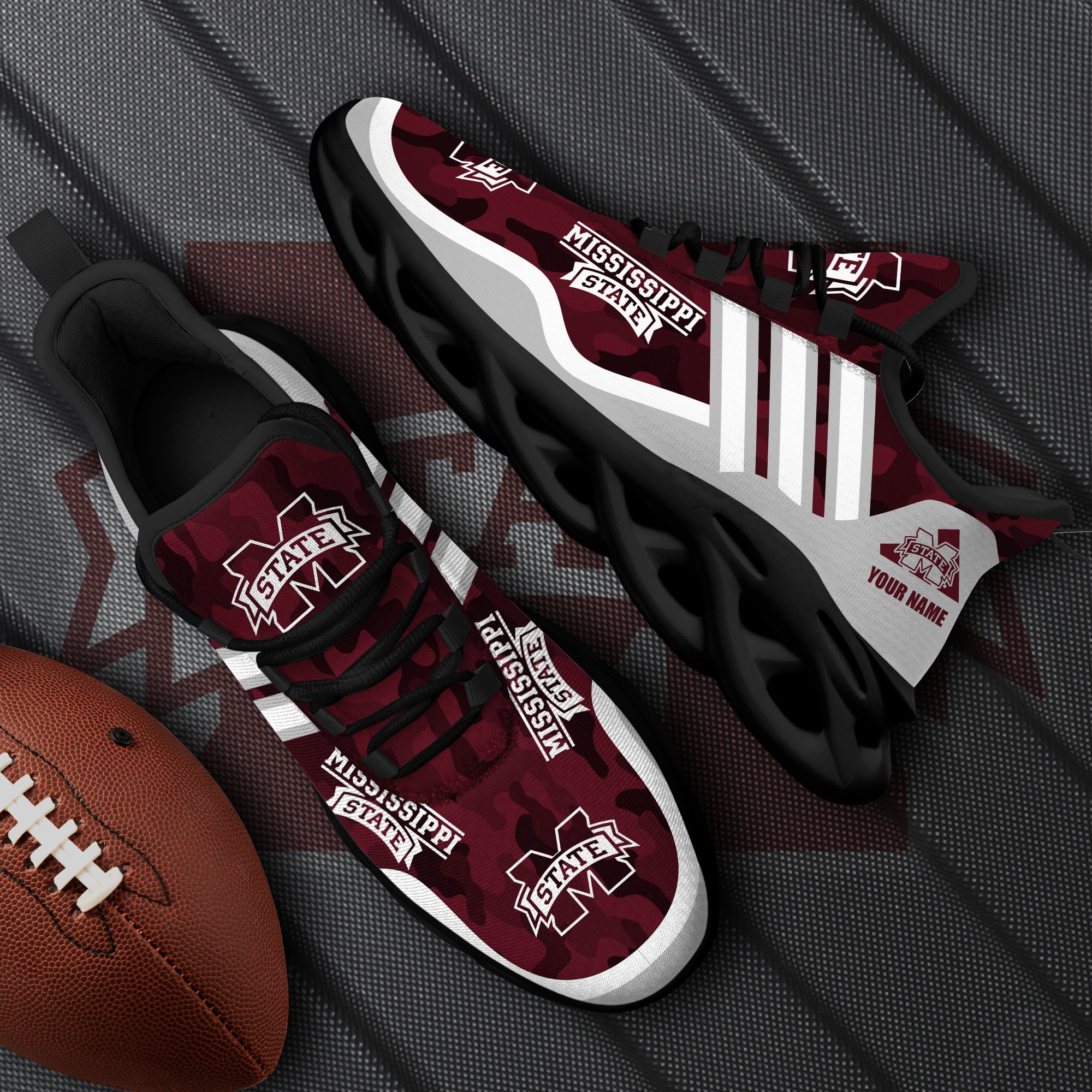 Mississippi State Bulldogs Black Max Soul Shoes 2025 Versions Custom Name 466