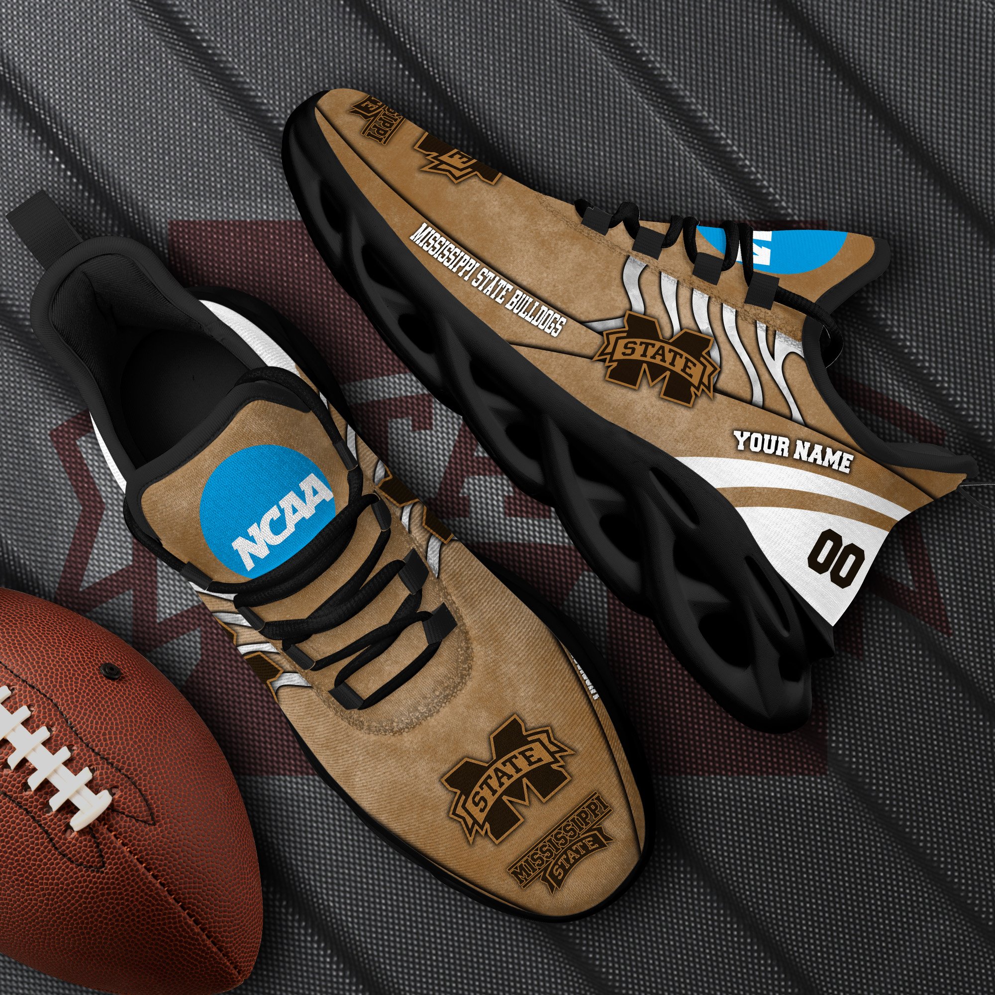 Mississippi State Bulldogs Black Max Soul Shoes 2025 Versions Custom Your Name And Number 312