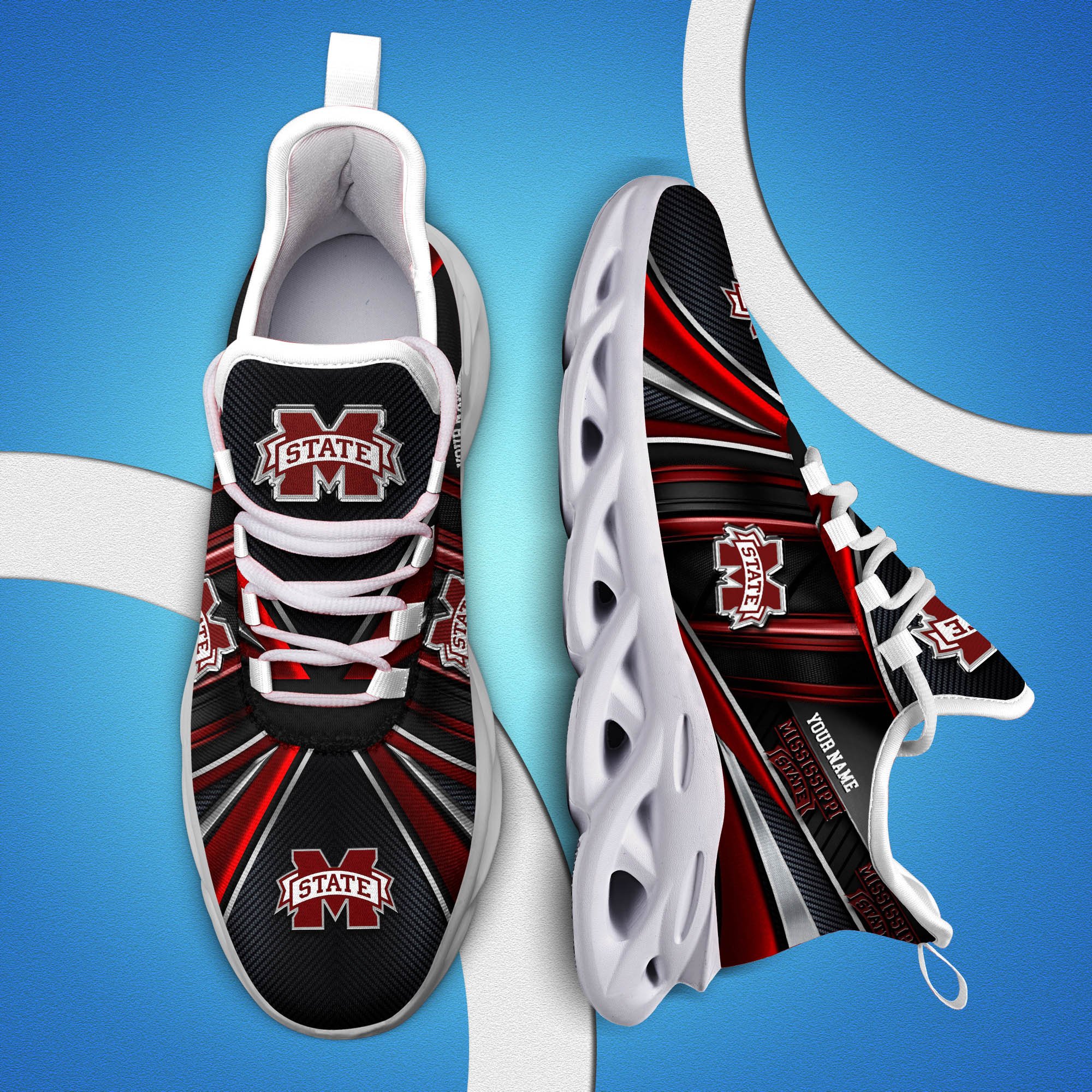 Mississippi State Bulldogs White C Sneakers 2025 Version Personalized Your Name, Sport Team Sneakers, Sport Gifts PH892